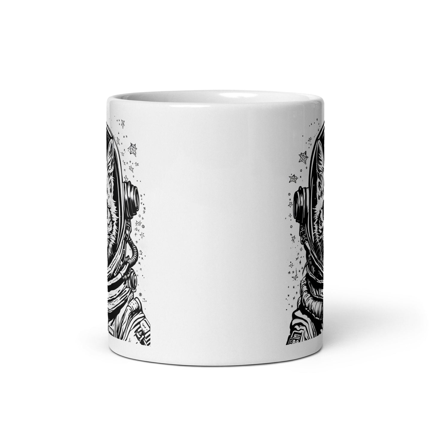 Astro Kitty White Glossy Mug | Space Age Cat Mug as a Gift for Her or Him | Astronaut Cat Mug Great Gift for Cat Lovers or Cat Moms and Dads