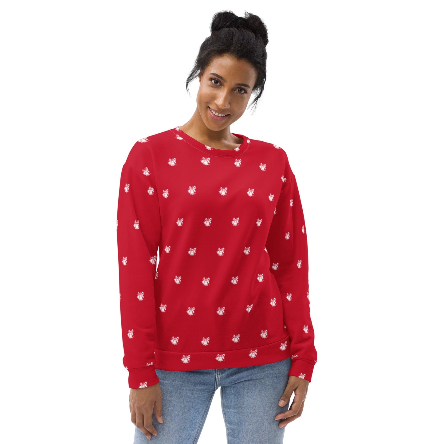 Christmas Bells Print Sweatshirt | Red Christmas Design | Christmas Sweatshirt for Gift | Fall Crewneck
