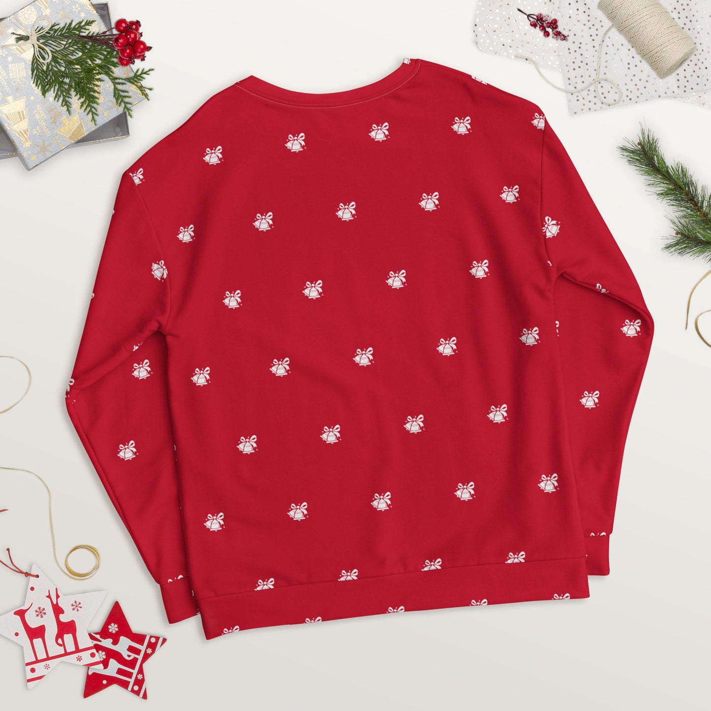 Christmas Bells Print Sweatshirt | Red Christmas Design | Christmas Sweatshirt for Gift | Fall Crewneck