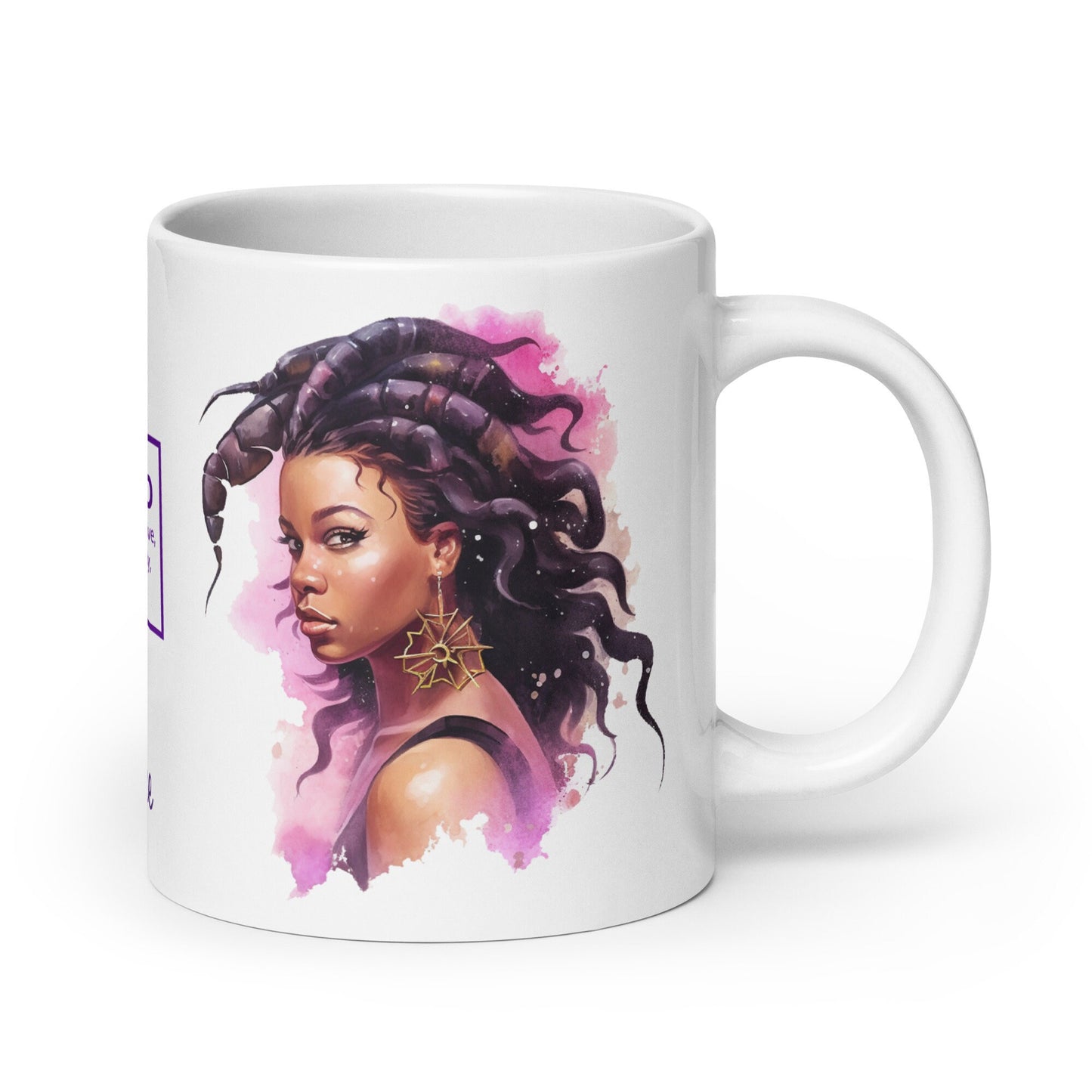 Personalized Zodiac Theme White glossy mug | Scorpio Astrological Sign Coffee Mug with Black Queen Illustration | Horoscope Mug Gift for Her