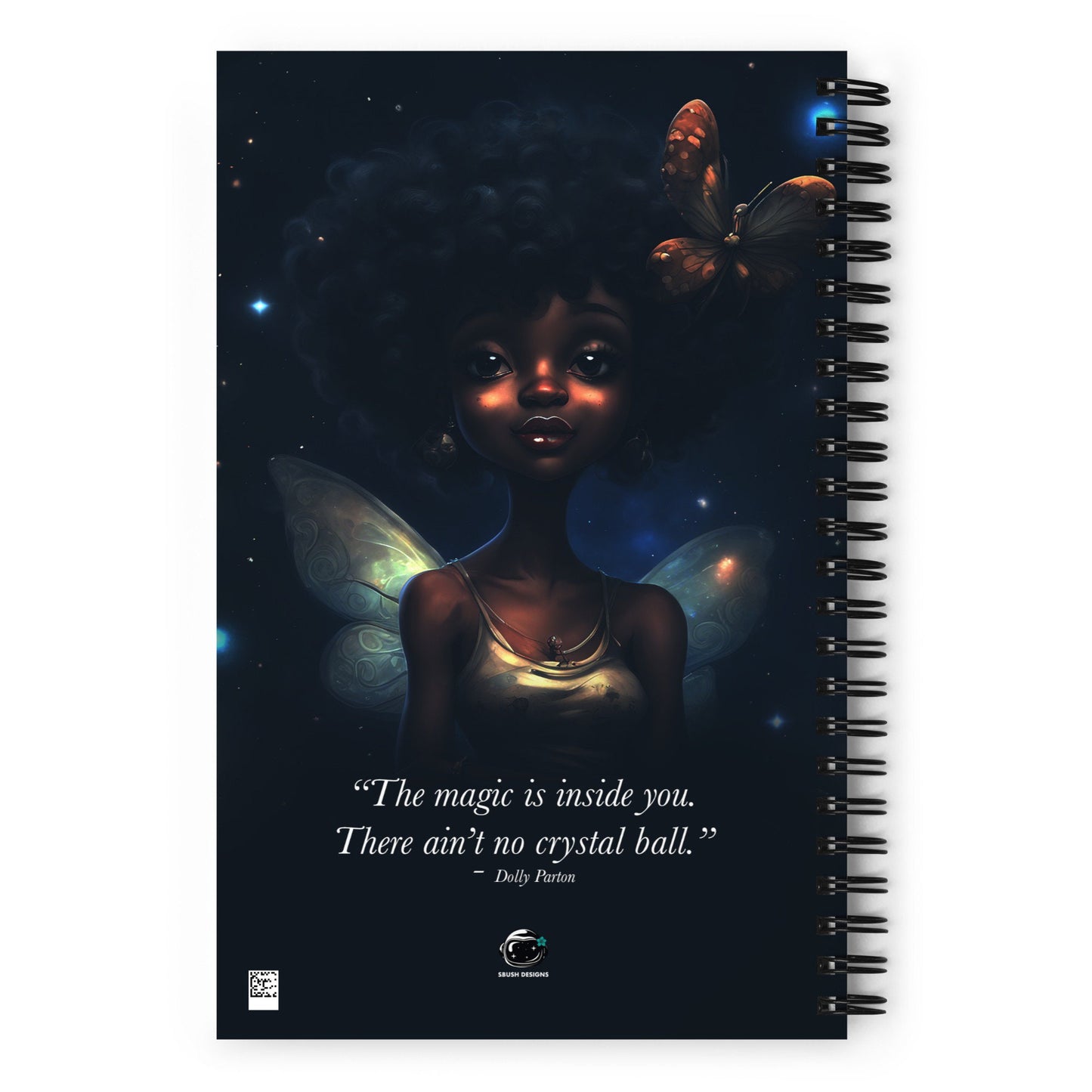 Fairy themed Spiral notebook |  Fairy with Mushroom Illustration | Stylish Fairy in Outerspace Journal Unique Gift for Her
