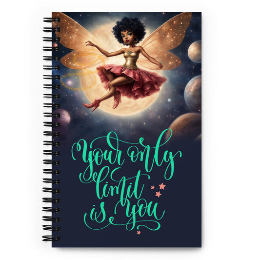 Black Fairy themed Spiral notebook | Floating Fairy Illustration Spiral Notebook | Stylish Fairy in Outerspace Journal Unique Gift for Her
