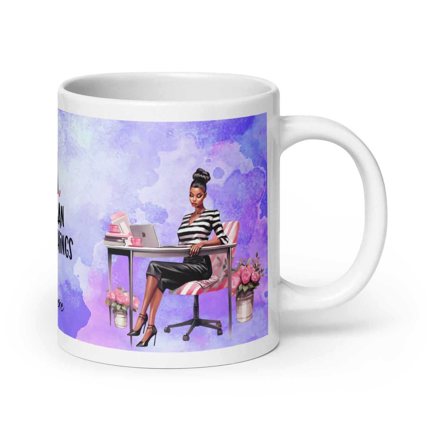 Personalized Gift You Can Do Hard Things Girl Boss White Glossy Mug | Unique Girl Boss gift for her | Aesthetic Black Woman Mug Gift for Her
