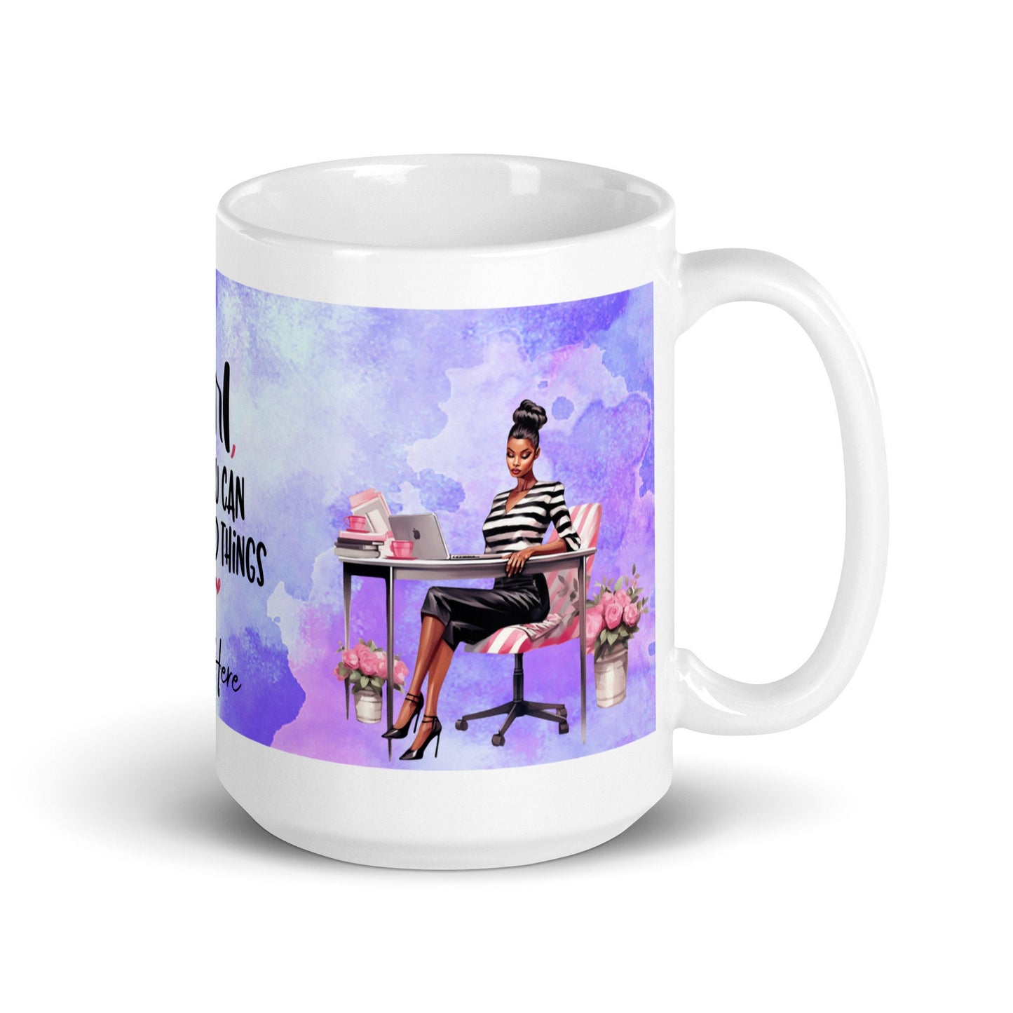 Personalized Gift You Can Do Hard Things Girl Boss White Glossy Mug | Unique Girl Boss gift for her | Aesthetic Black Woman Mug Gift for Her