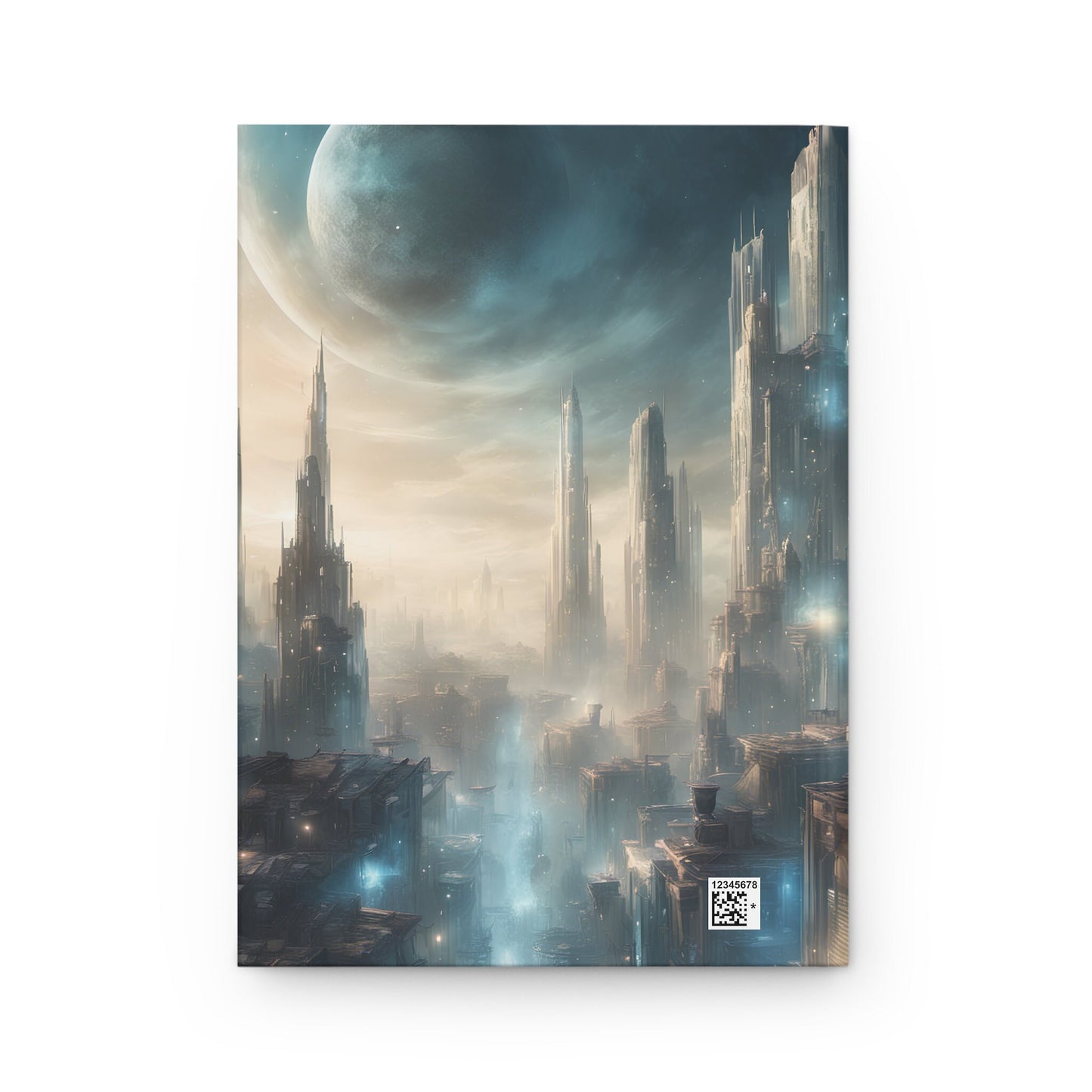 Beautiful Cyborg Hardcover Journal | Space Age Notebook Gift | Aesthetic Journal with Celestial Moon Background