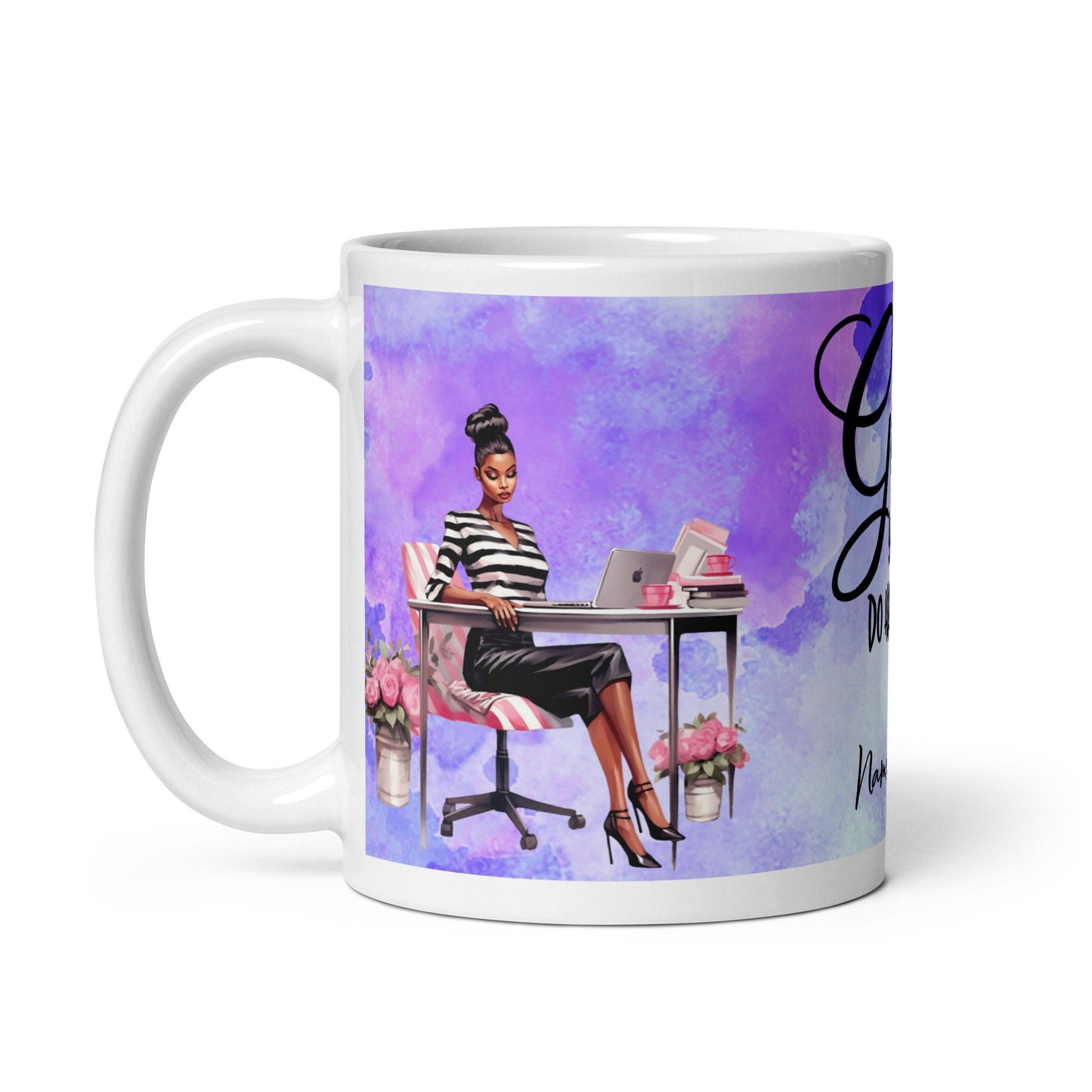 Personalized Gift You Can Do Hard Things Girl Boss White Glossy Mug | Unique Girl Boss gift for her | Aesthetic Black Woman Mug Gift for Her
