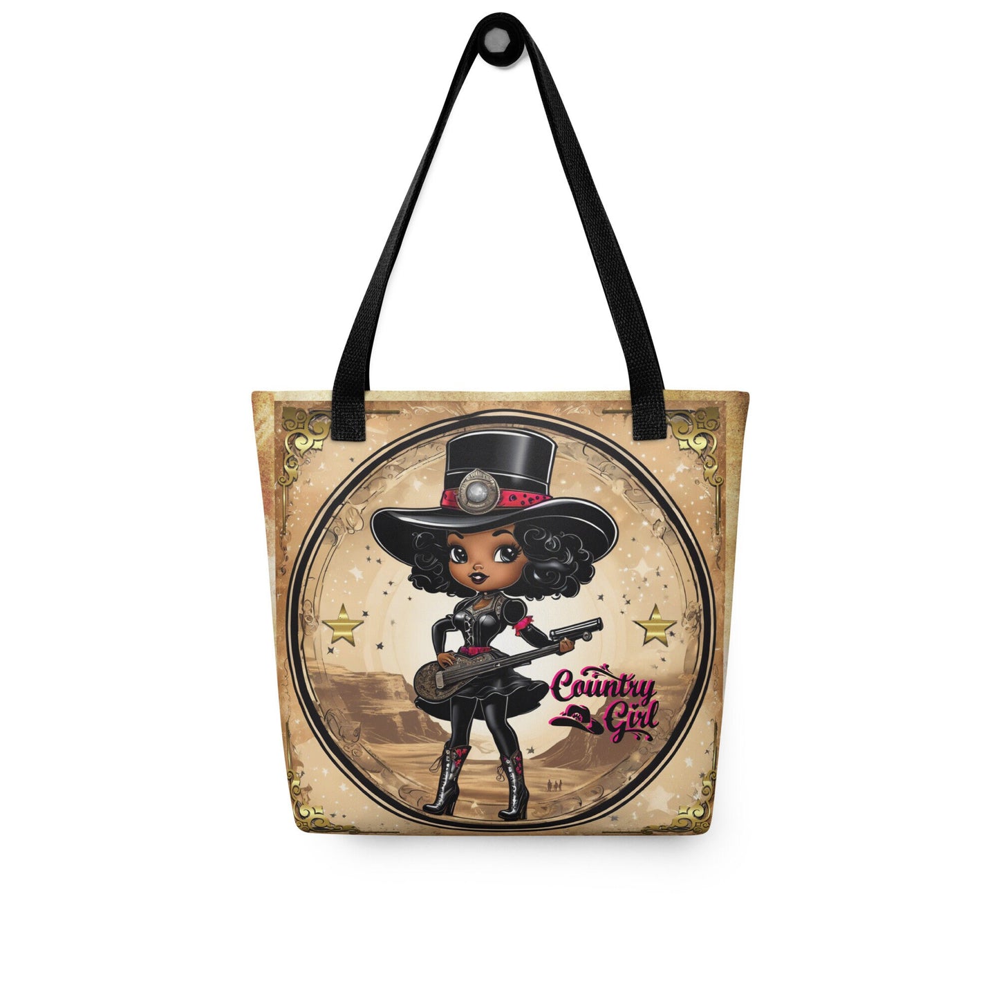 Cute Country Girl Tote Bag | Retro Western Aesthetic Design Bag | African American Cowgirl Bag with Vintage Design Gift for Her