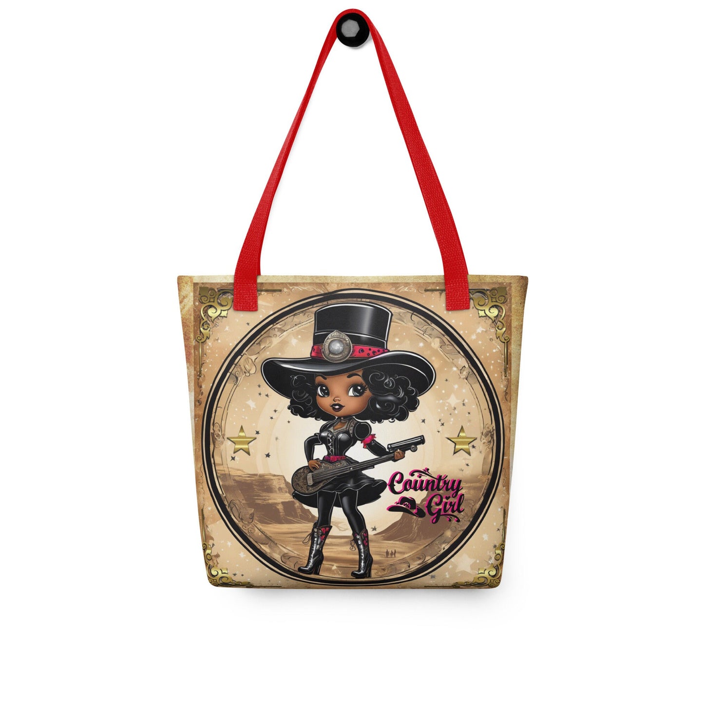 Cute Country Girl Tote Bag | Retro Western Aesthetic Design Bag | African American Cowgirl Bag with Vintage Design Gift for Her