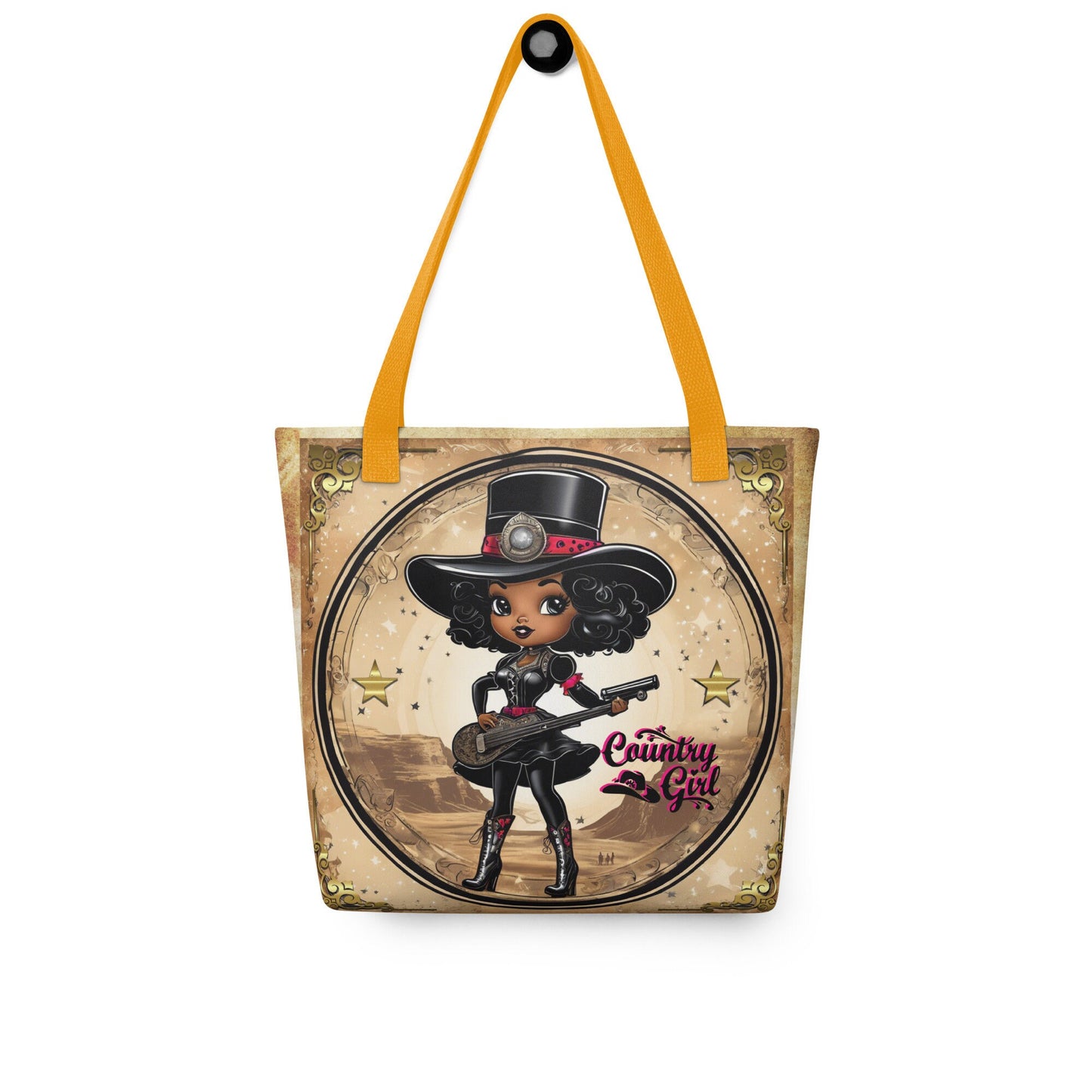 Cute Country Girl Tote Bag | Retro Western Aesthetic Design Bag | African American Cowgirl Bag with Vintage Design Gift for Her