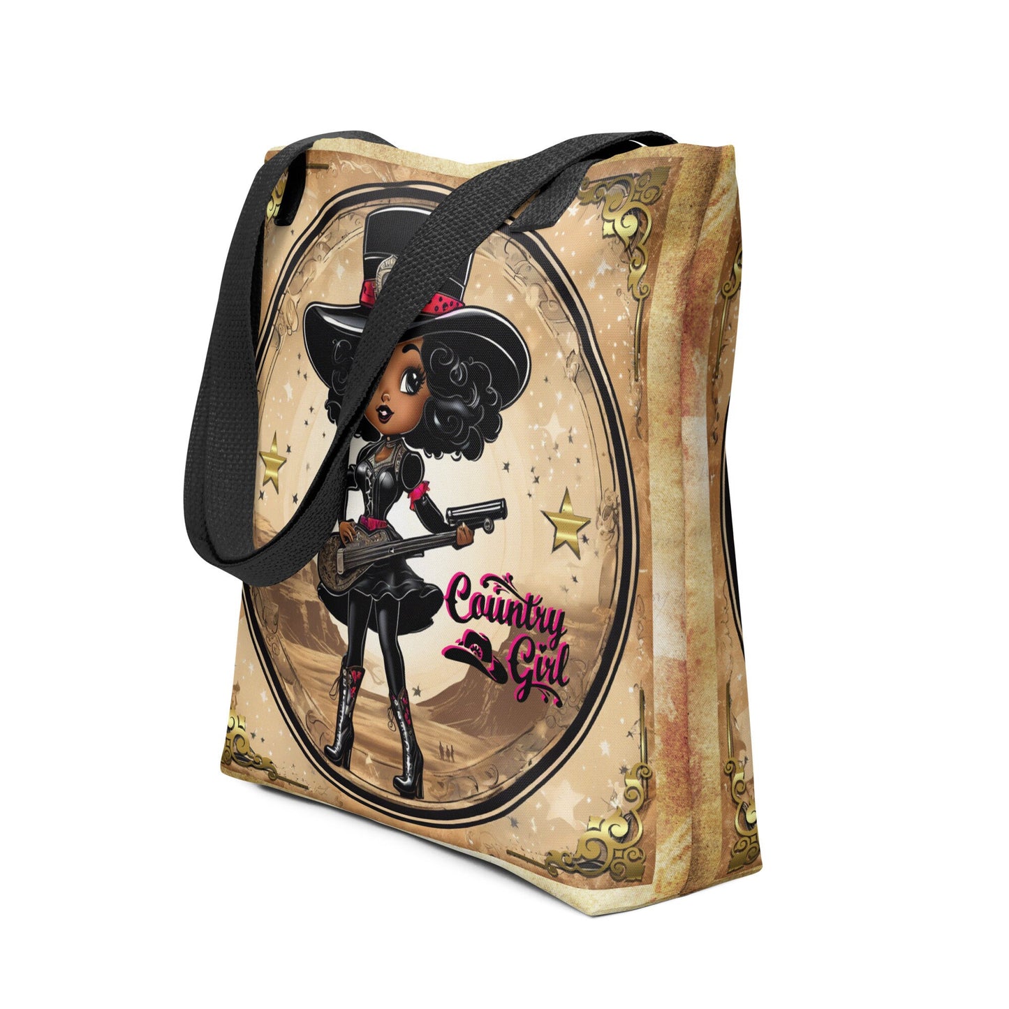 Cute Country Girl Tote Bag | Retro Western Aesthetic Design Bag | African American Cowgirl Bag with Vintage Design Gift for Her