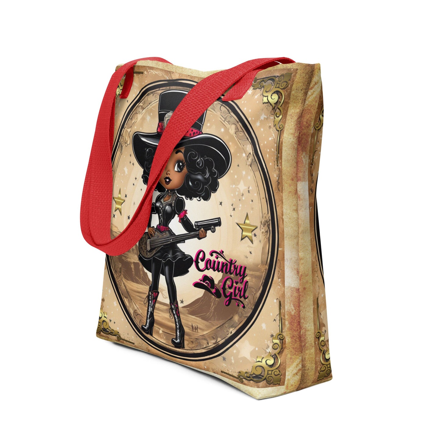 Cute Country Girl Tote Bag | Retro Western Aesthetic Design Bag | African American Cowgirl Bag with Vintage Design Gift for Her