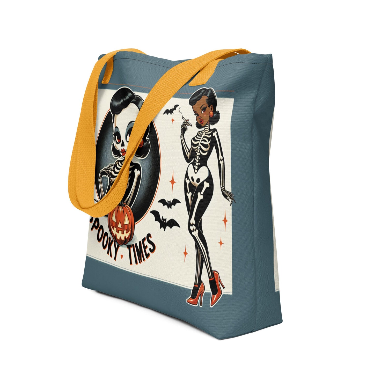Halloween Themed Tote bag | Sexy Skeleton Pin Up Halloween Tote | Spooky Pin Up Vintage Themed Canvas Tote