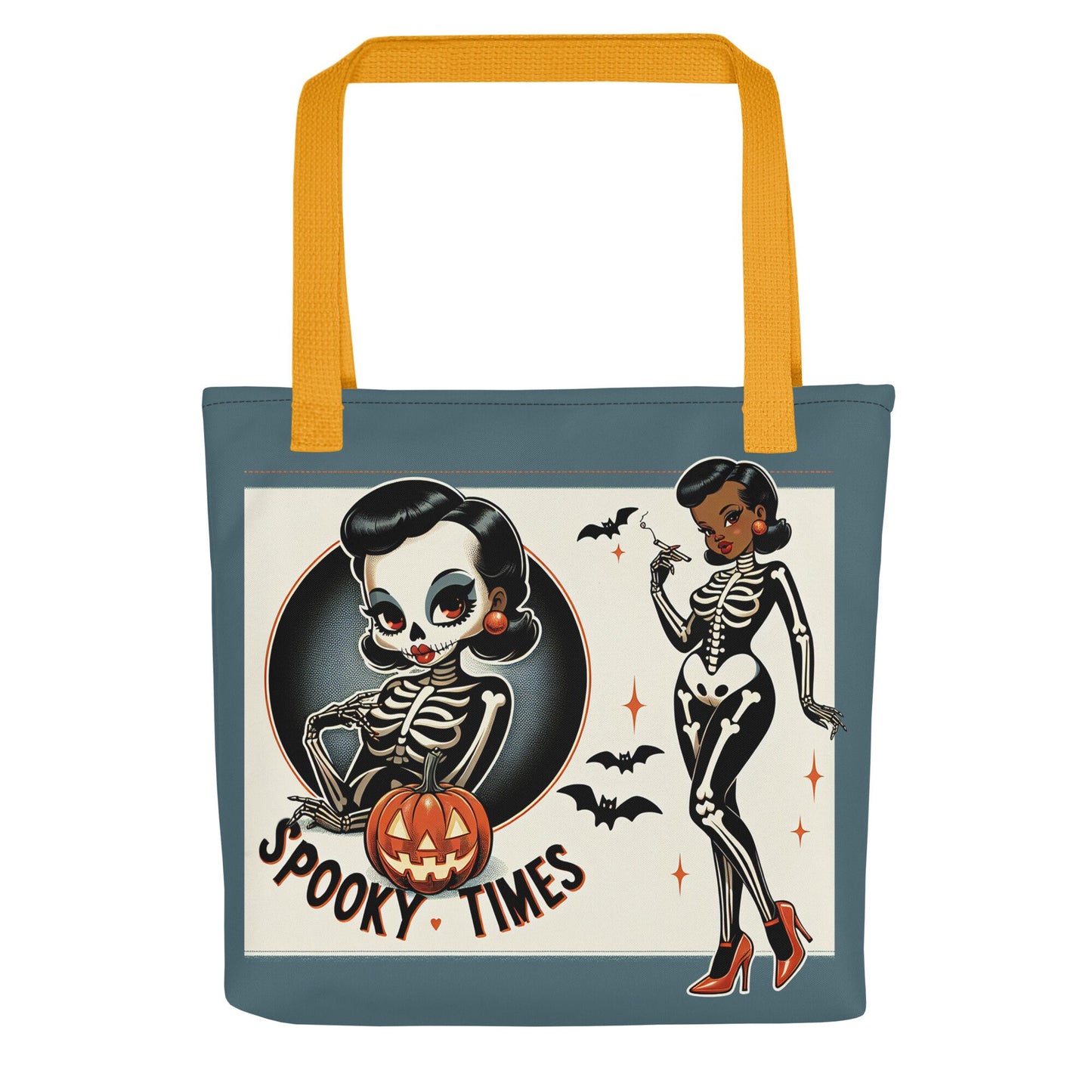 Halloween Themed Tote bag | Sexy Skeleton Pin Up Halloween Tote | Spooky Pin Up Vintage Themed Canvas Tote