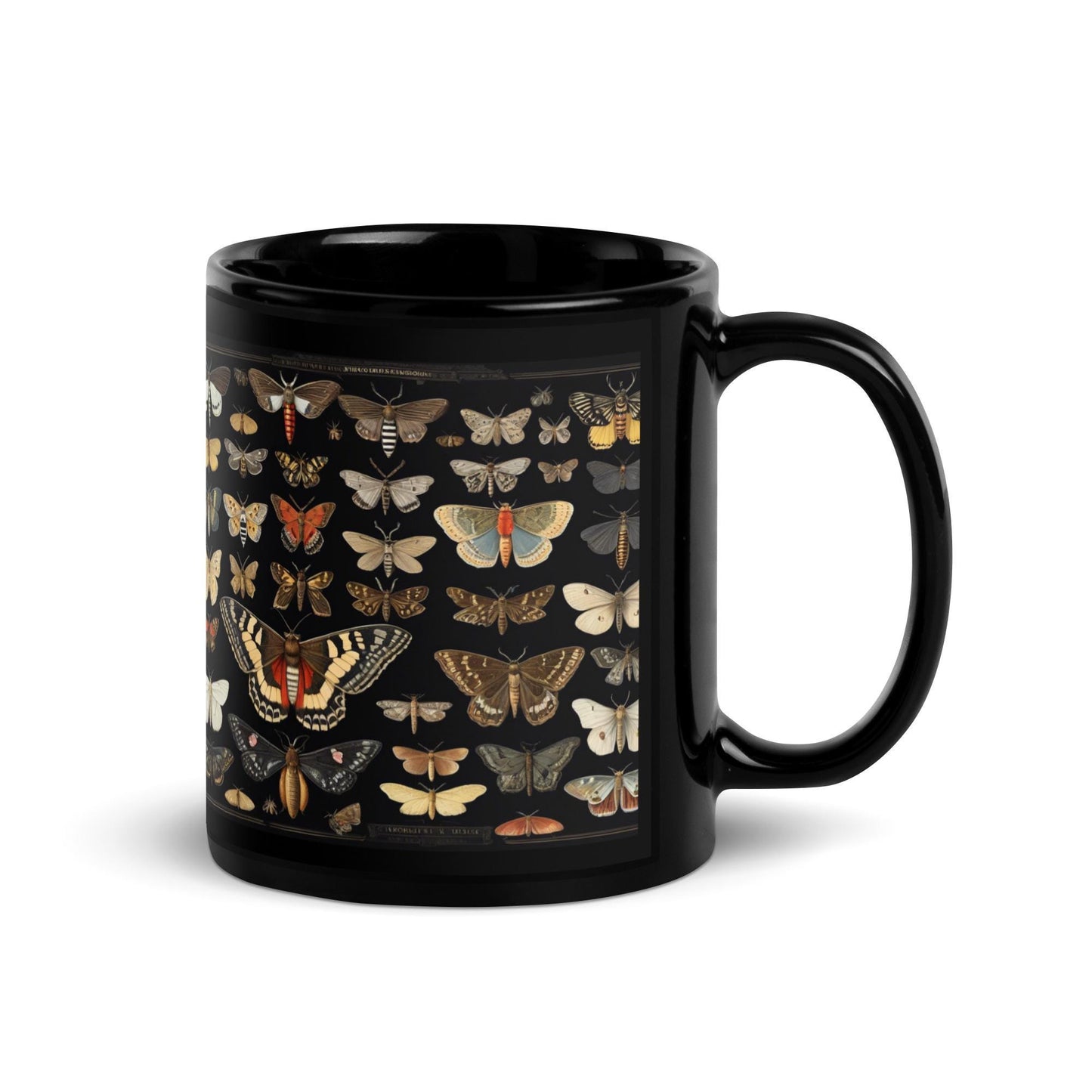Moth Lover Black Glossy Mug | Butterfly Moth Design Mug | Butterfly Coffee Cup, Hot Cocoa Mug or Tea Cup | 11 oz or 15 oz Mug HANDWASH ONLY