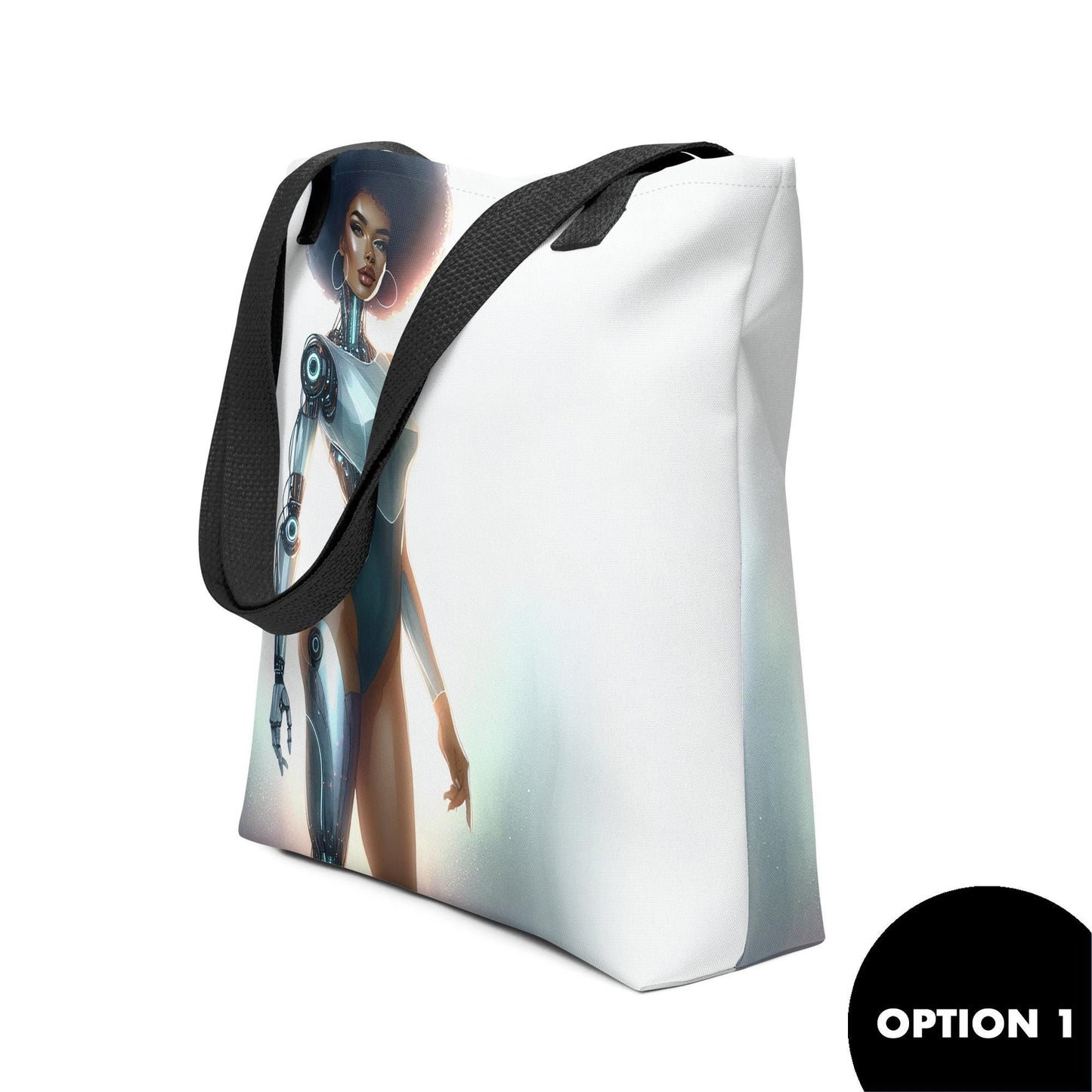 Cyborgs in the City Beauties Totes | Aesthetic Tote with Melanin Queens | Afro-Futuristic Illustrations Unique Gift for Black Women in Tech