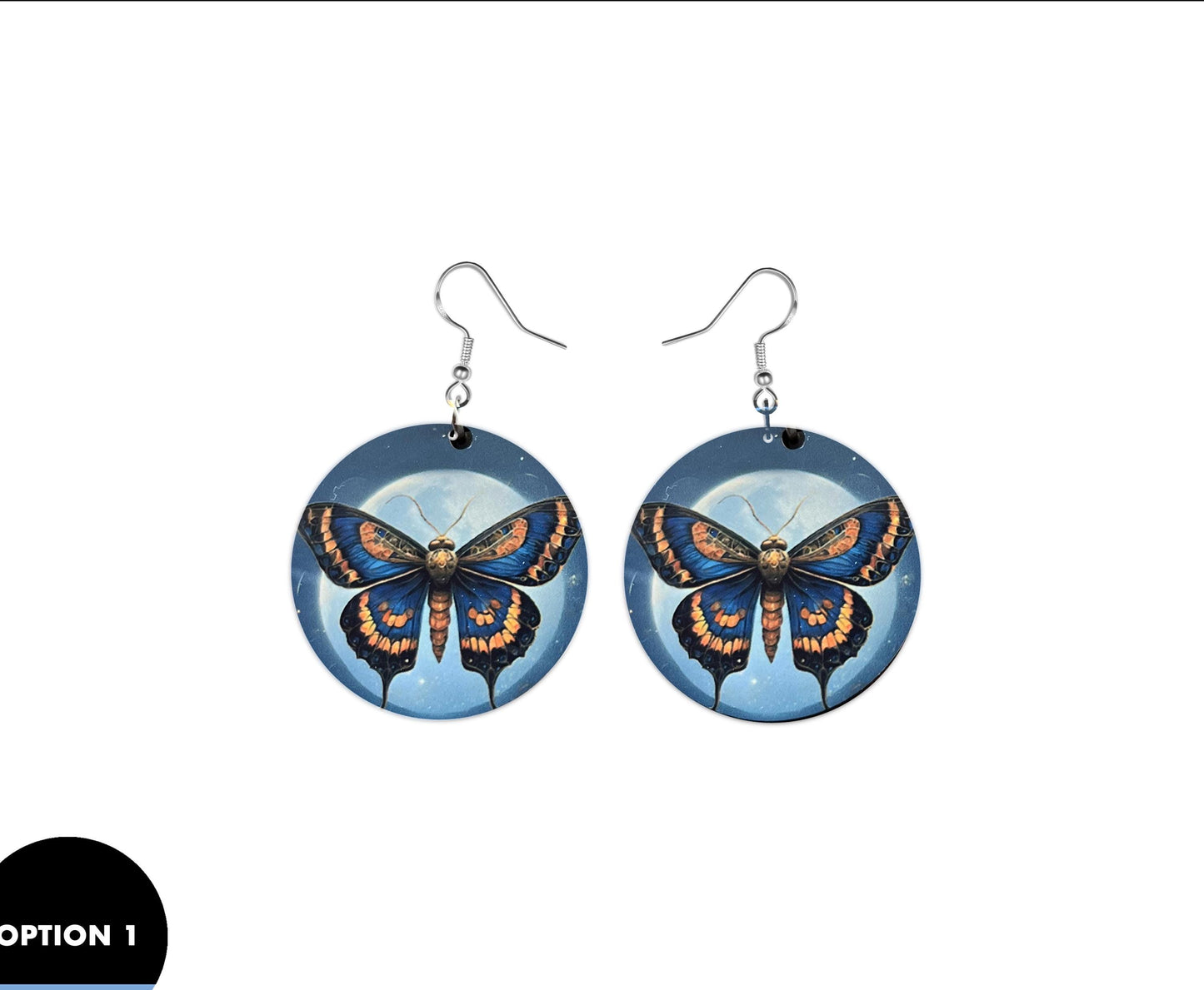 Beautiful Moth Dangle Circle Shaped Earrings| Handmade Moth Inspired Designs | Unique Gift Moth Butterfly Earrings