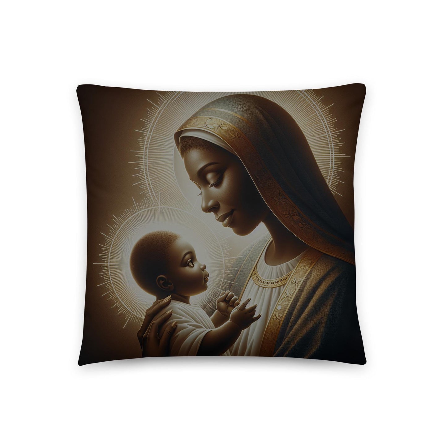 African American Madonna and Baby Jesus Basic Pillow | Holiday Decorative Pillow | Throw Pillow for the Holidays or a Gift | Black Christmas