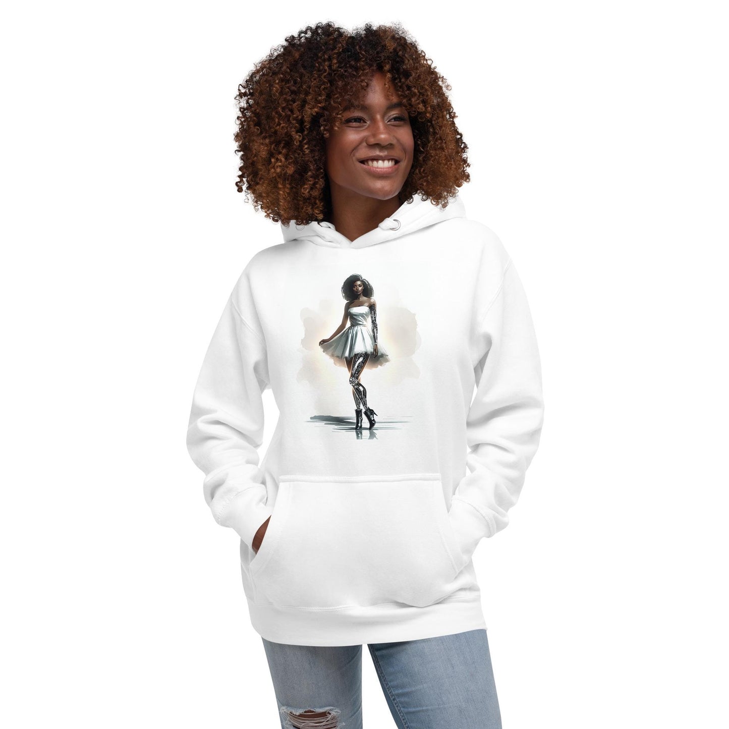 Dancing Cyborg Afro Futuristic Unisex Hoodie | Afro Tech Sci Fi Art Gift for Her or Him