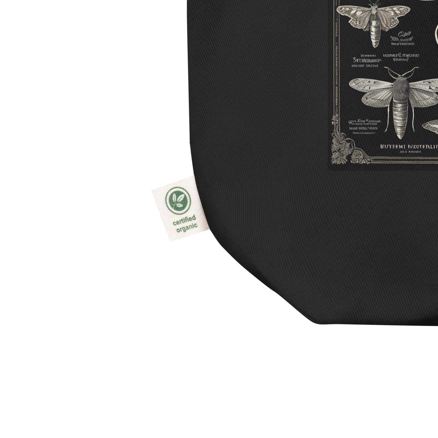 Black and White Moth Designed Eco Tote Bag | Tote Bag Gift for Butterfly Moth Lover | Durable Aesthetic Nature Lover Travel Bag