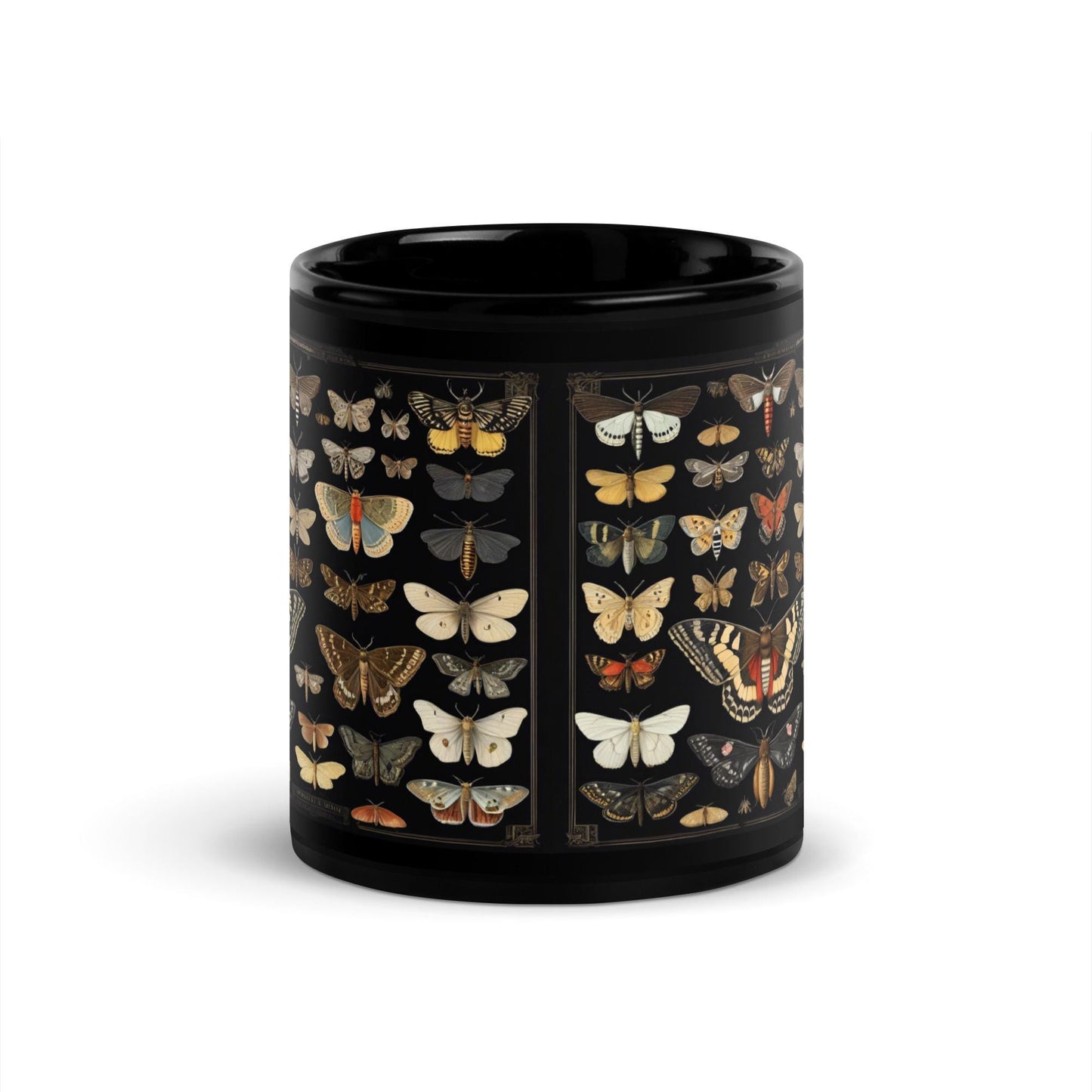 Moth Lover Black Glossy Mug | Butterfly Moth Design Mug | Butterfly Coffee Cup, Hot Cocoa Mug or Tea Cup | 11 oz or 15 oz Mug HANDWASH ONLY