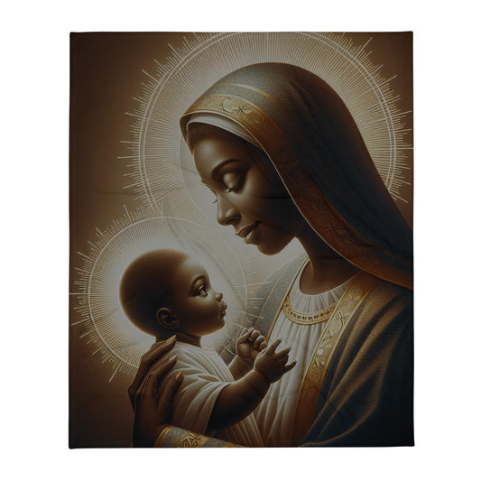 African American Madonna and Baby Jesus Throw Blanket | Holiday Decorative Throw | Throw Blanket for the Holidays or a Gift for Her or Him