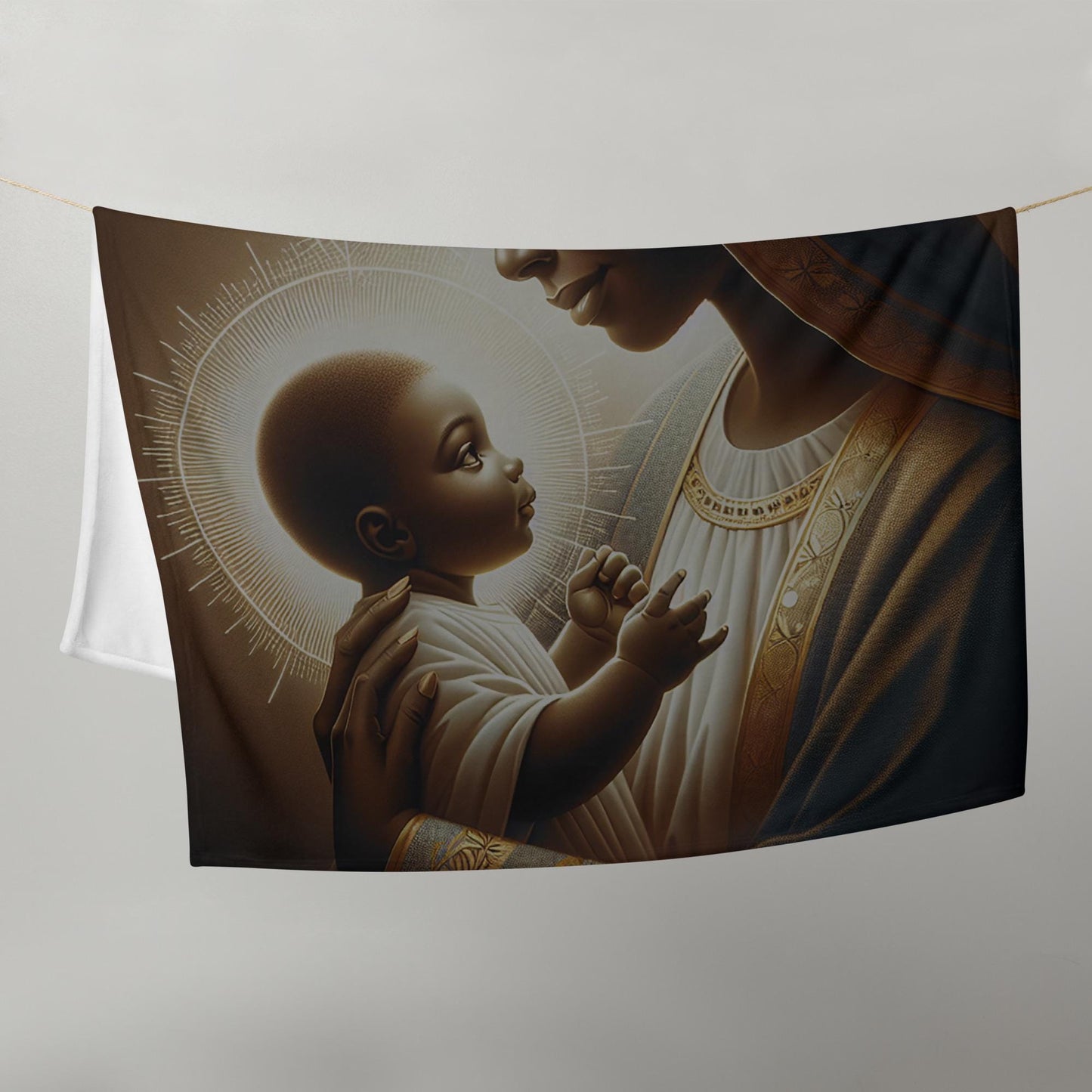 African American Madonna and Baby Jesus Throw Blanket | Holiday Decorative Throw | Throw Blanket for the Holidays or a Gift for Her or Him
