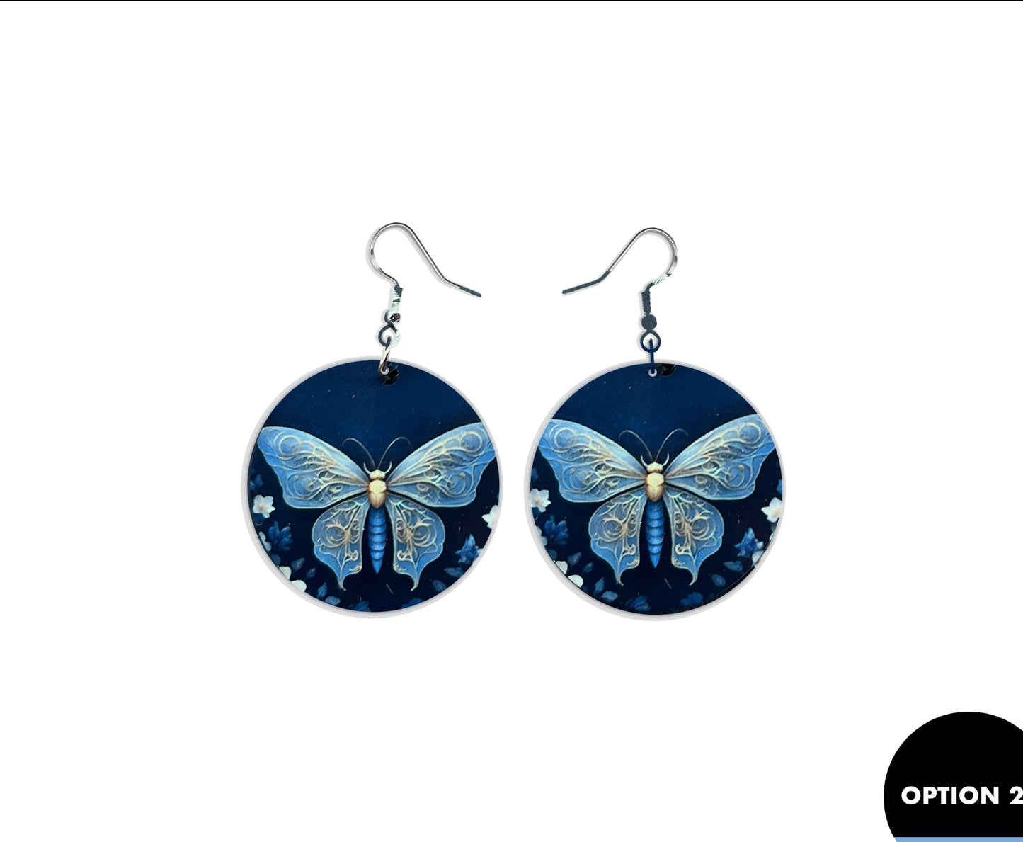 Beautiful Moth Dangle Circle Shaped Earrings| Handmade Moth Inspired Designs | Unique Gift Moth Butterfly Earrings