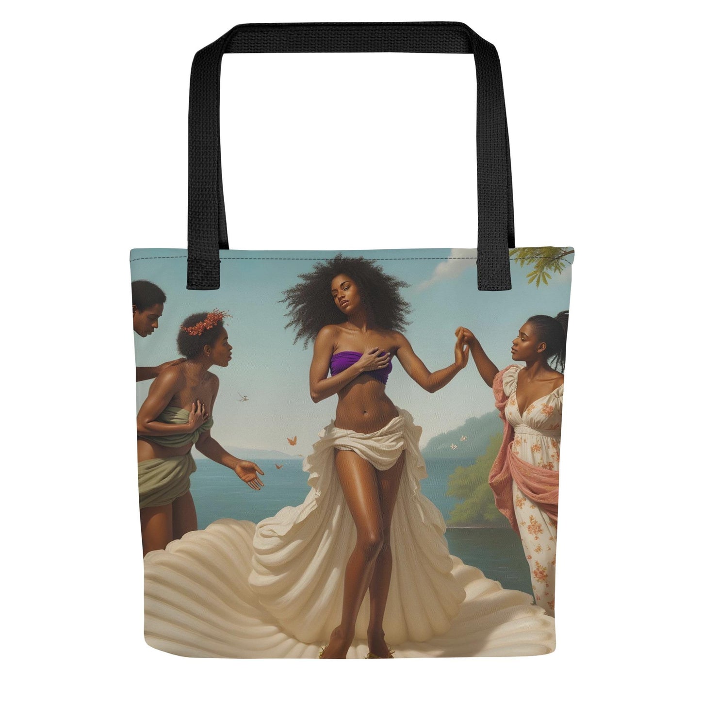 Empowering Birth of Venus Tote | Black Artistic Expression at Its Finest | Modern Twist on Classic Art | Black Figures as Birth of Venus Bag