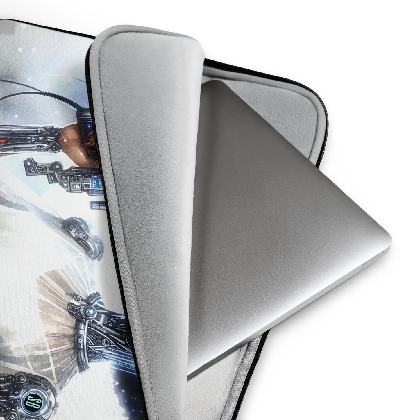 Futuristic Handgun Afro-Futuristic Queen Cyborg Laptop Sleeve |Aesthetic Laptop Sleeve Bag featuring Melanin Queen with Sci Fi Illustrations
