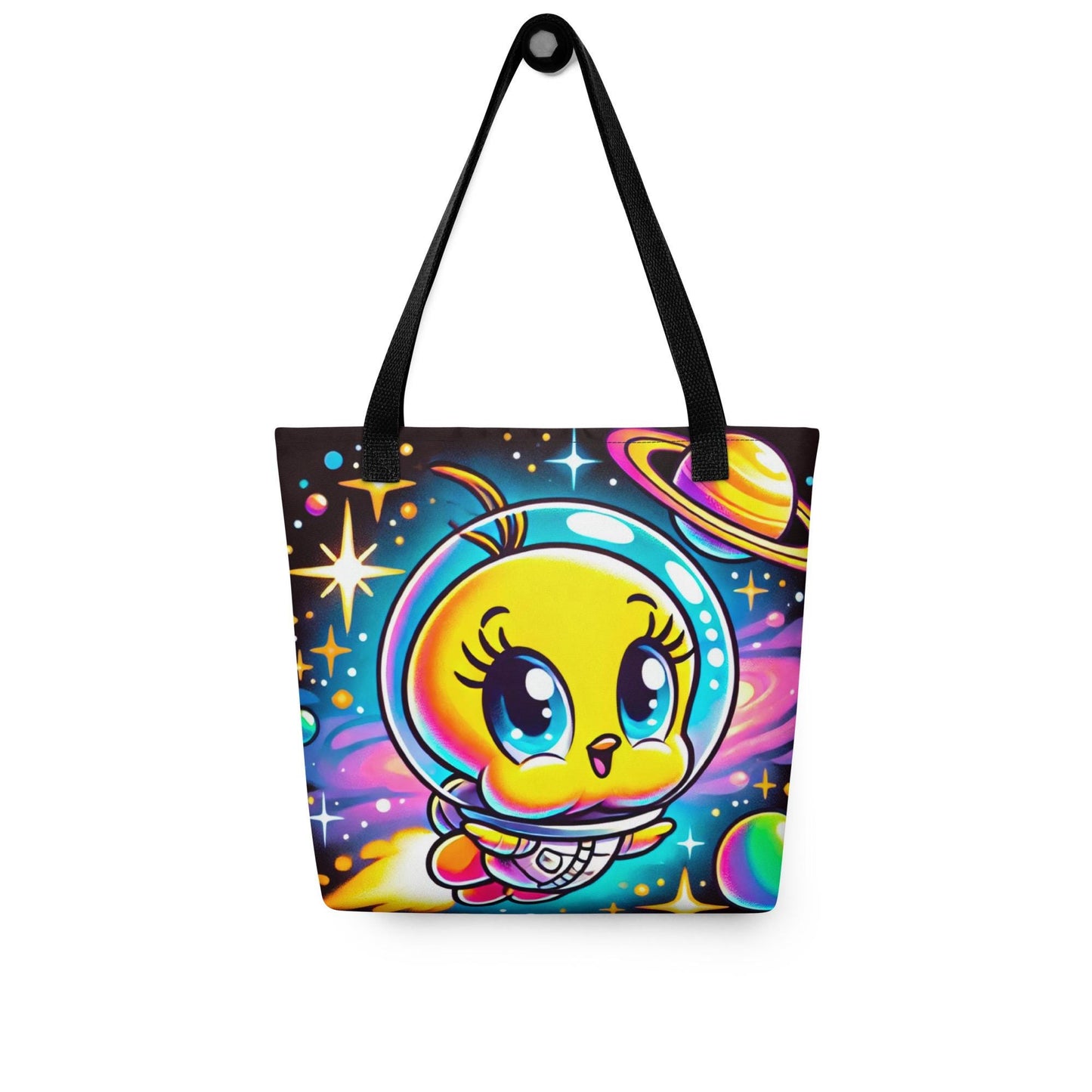 Adorable Quirky Baby Tweety Space Explorer Character Tote Bag | Tweety Bird Inspired | Baby Tweety Bird Inspired Character in Space Tote bag