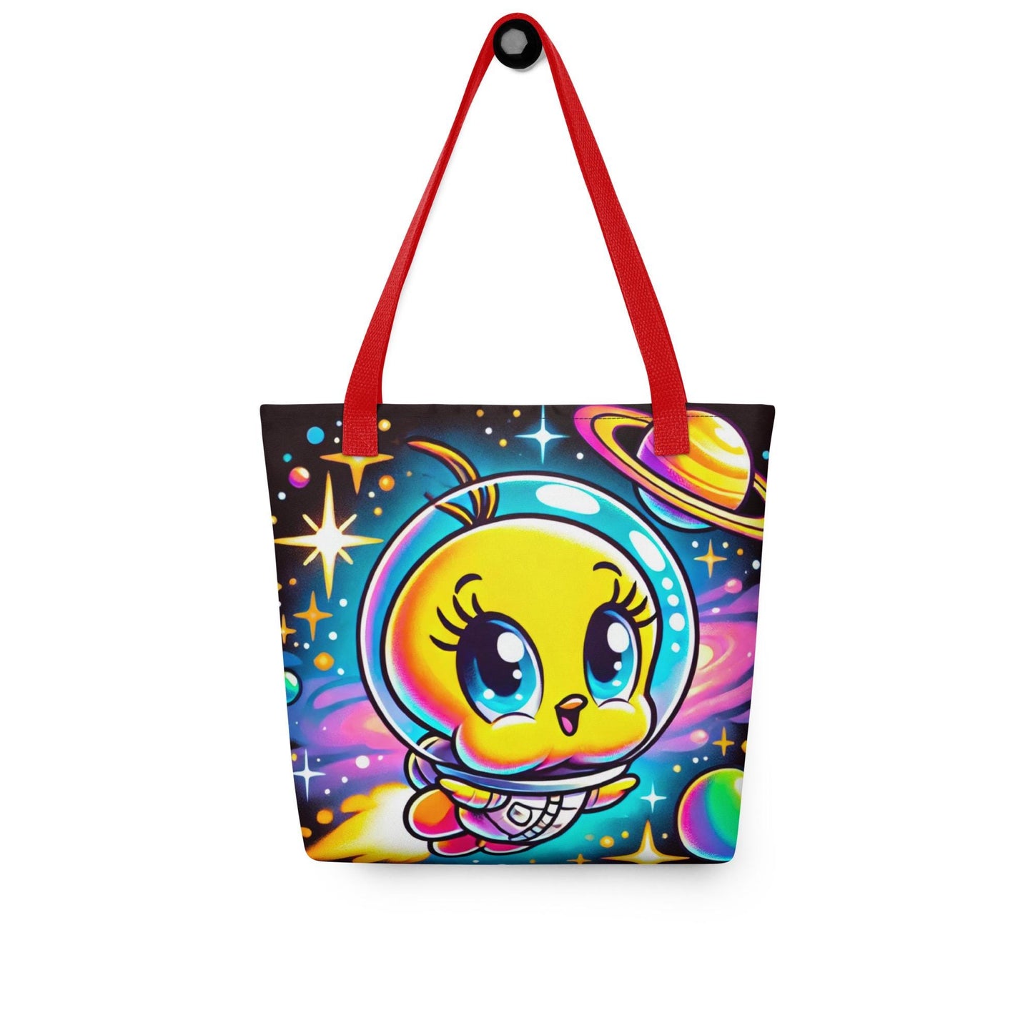 Adorable Quirky Baby Tweety Space Explorer Character Tote Bag | Tweety Bird Inspired | Baby Tweety Bird Inspired Character in Space Tote bag