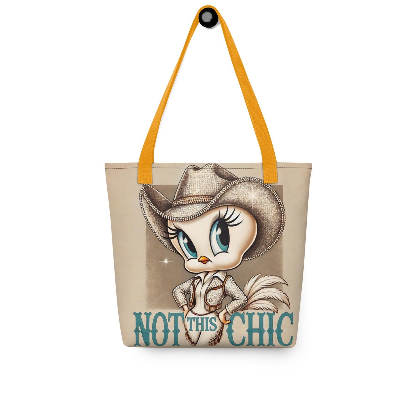 Personalizable Vintage Cowgirl Tweety Bird Inspired Character Tote bag | Great Unique Gift for Sassy Cowgirl and Tweety Bird Cartoon Lover