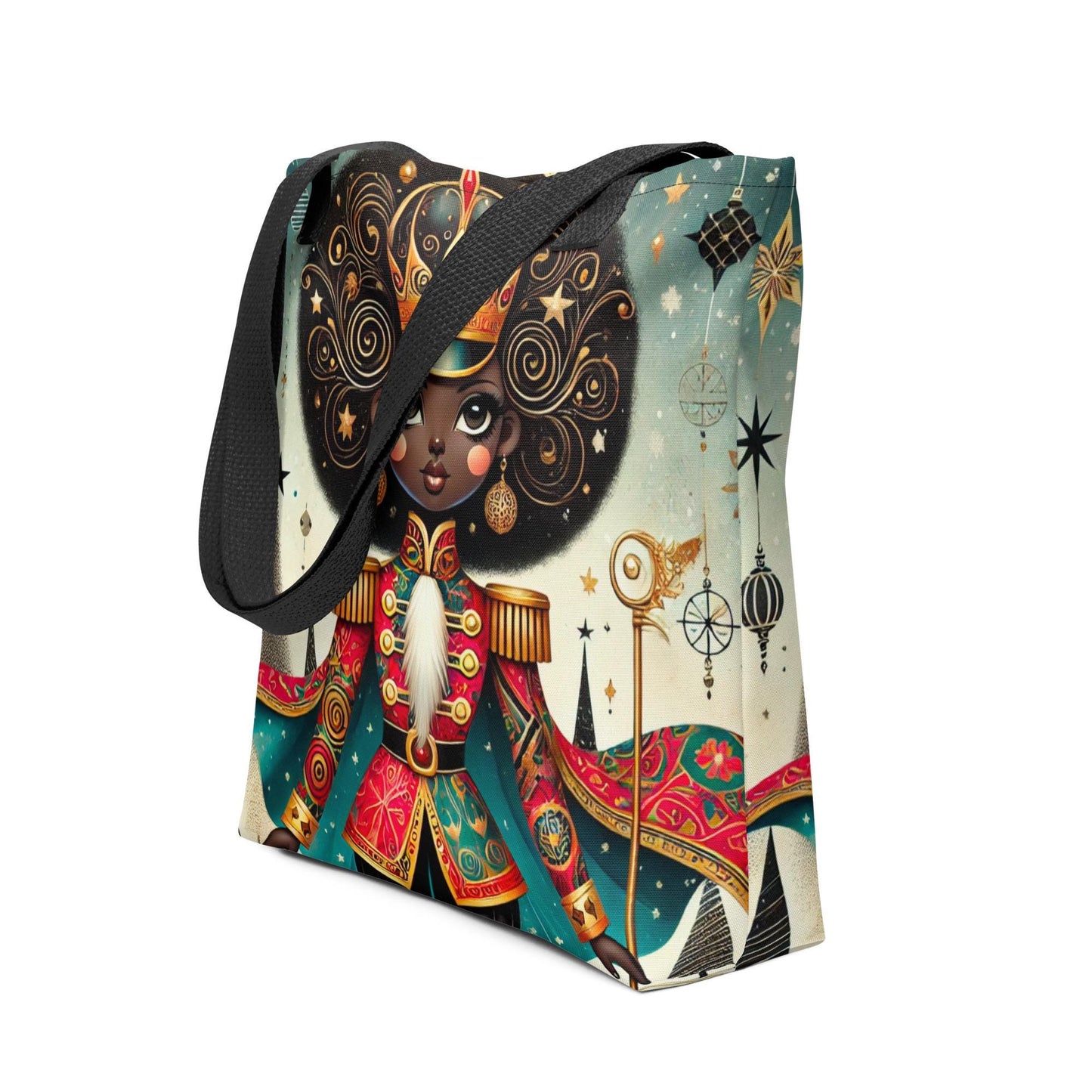 Black Female Nutcracker Tote bag | Unique Black Nutcracker Illustration on Durable Tote | Unique Black Girl Ballerina Holiday Gift for Her