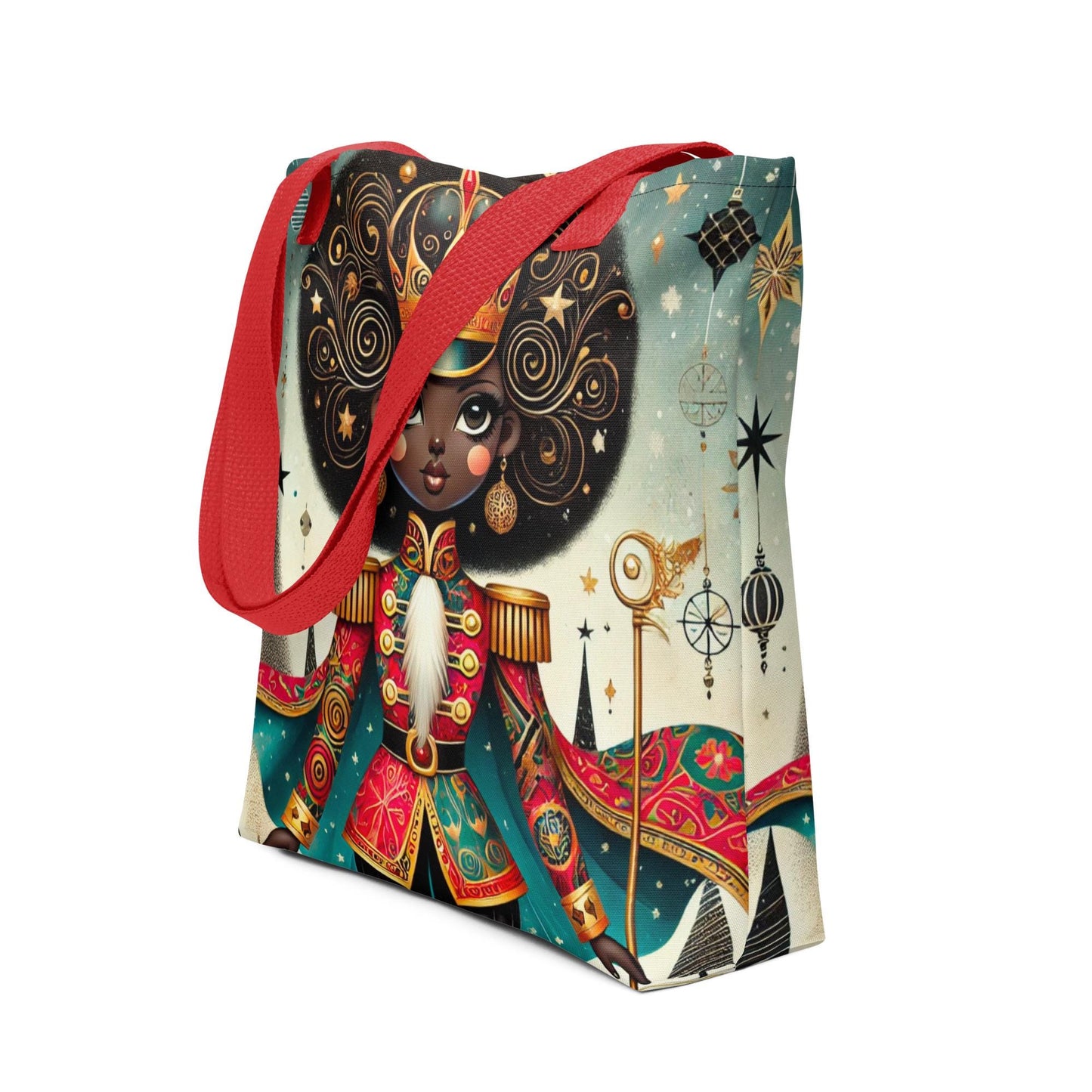 Black Female Nutcracker Tote bag | Unique Black Nutcracker Illustration on Durable Tote | Unique Black Girl Ballerina Holiday Gift for Her