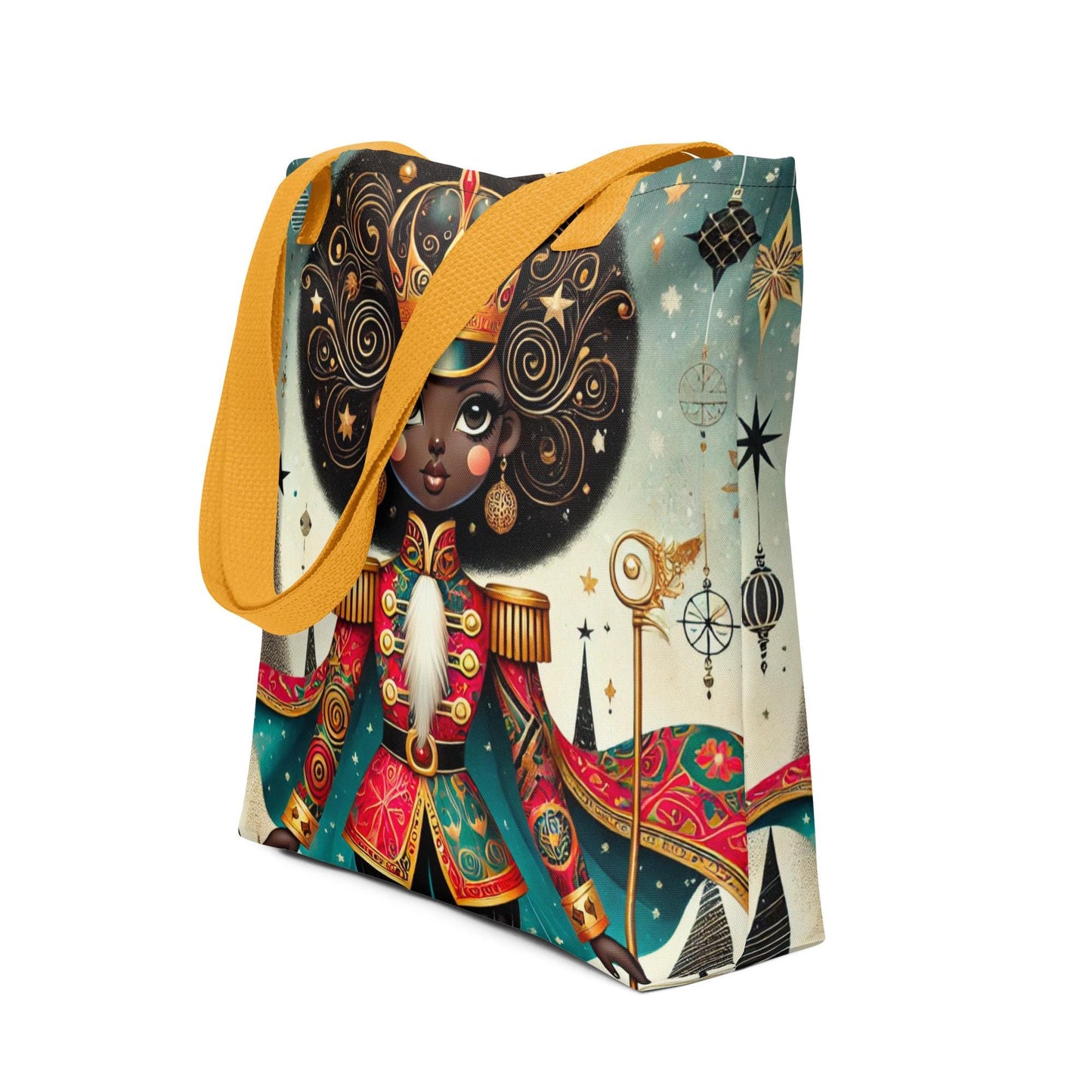 Black Female Nutcracker Tote bag | Unique Black Nutcracker Illustration on Durable Tote | Unique Black Girl Ballerina Holiday Gift for Her