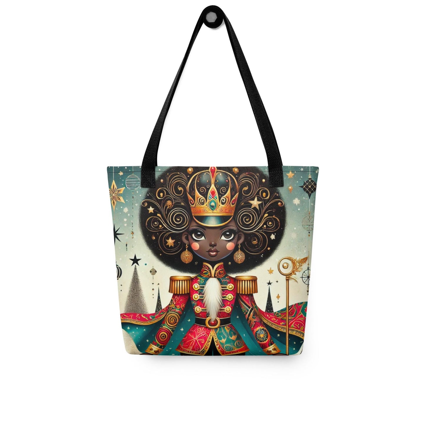 Black Female Nutcracker Tote bag | Unique Black Nutcracker Illustration on Durable Tote | Unique Black Girl Ballerina Holiday Gift for Her