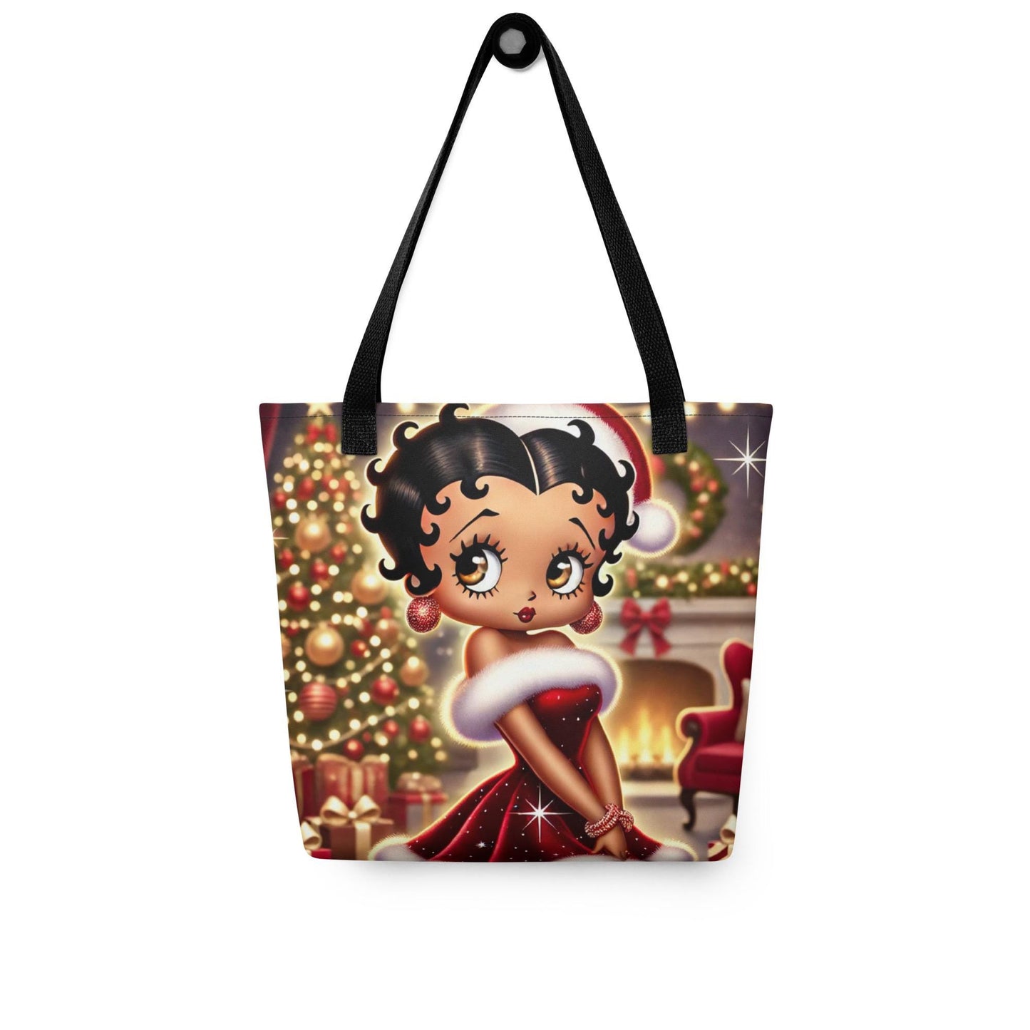 Mrs Claus Betty Boop Christmas Tote bag | Unique Black Boop Design as Mrs. Claus on Tote | Great Gift for Her | Unique Gift for Christmas