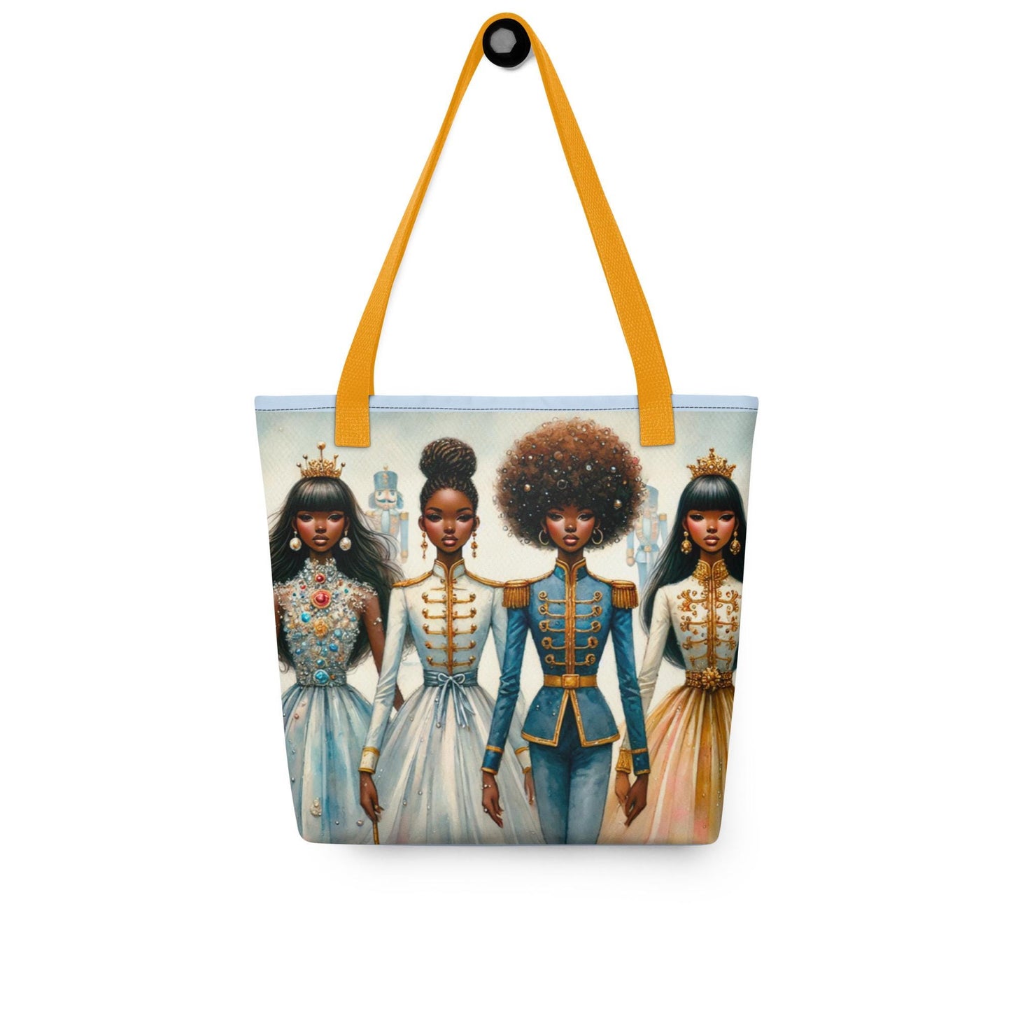 Black Female Nutcracker Tote bag | Unique Black Nutcracker Watercolor Art on Durable Tote | Unique Black Girl Ballerina Holiday Gift for Her