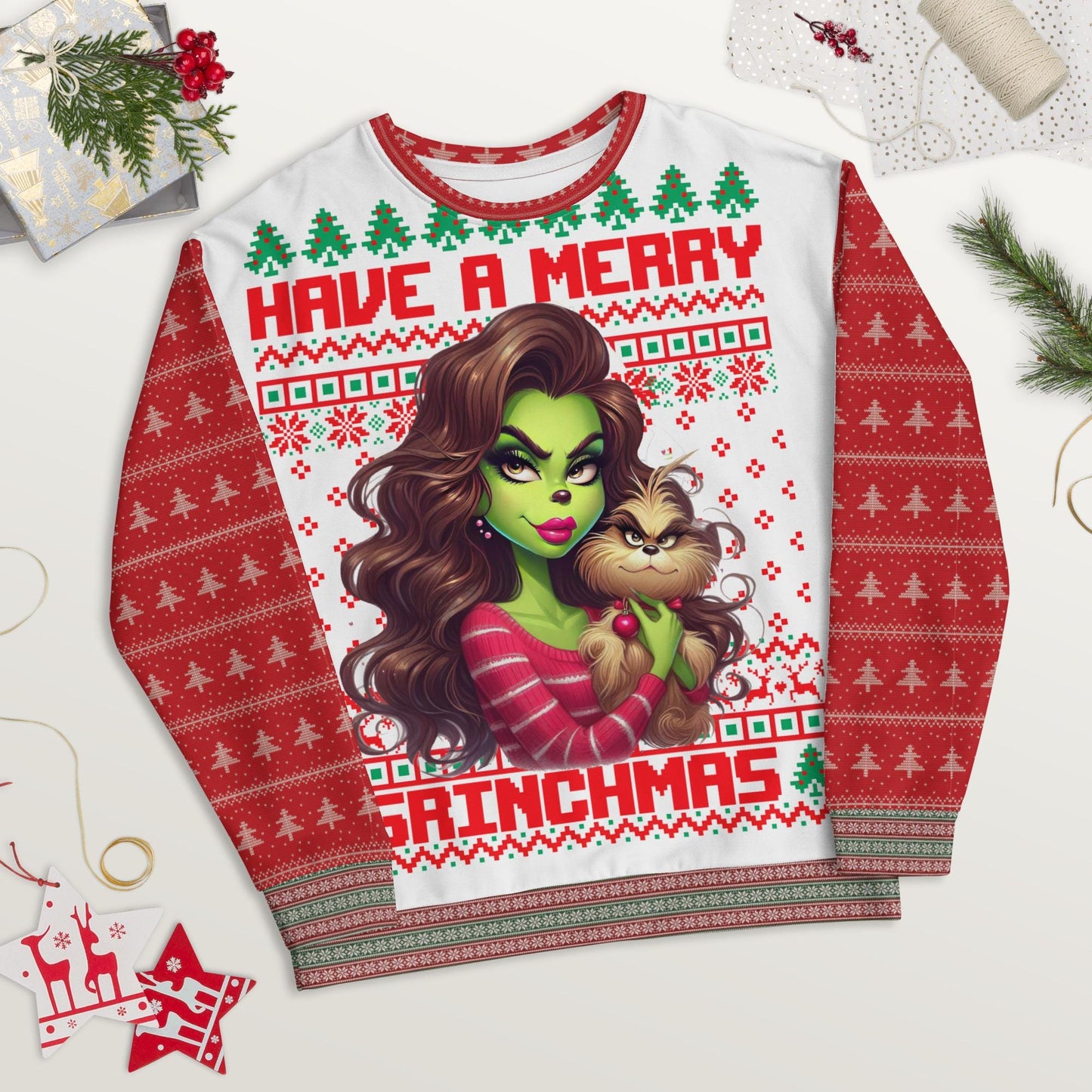Merry Grinchmas Ugly Sweater Unisex Sweatshirt | Festive Christmas Sweatshirt | Fun Christmas Sweatshirt