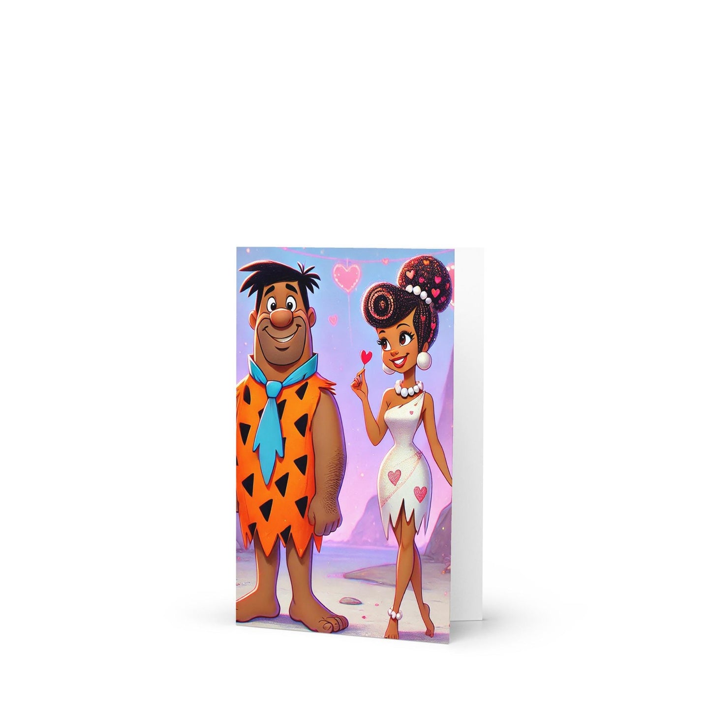 Fred and Wilma Flintstone Inspired Character Valentine's Day Greeting Card | Valentine's Card Gift for Him or Her | Black Valentine's Card