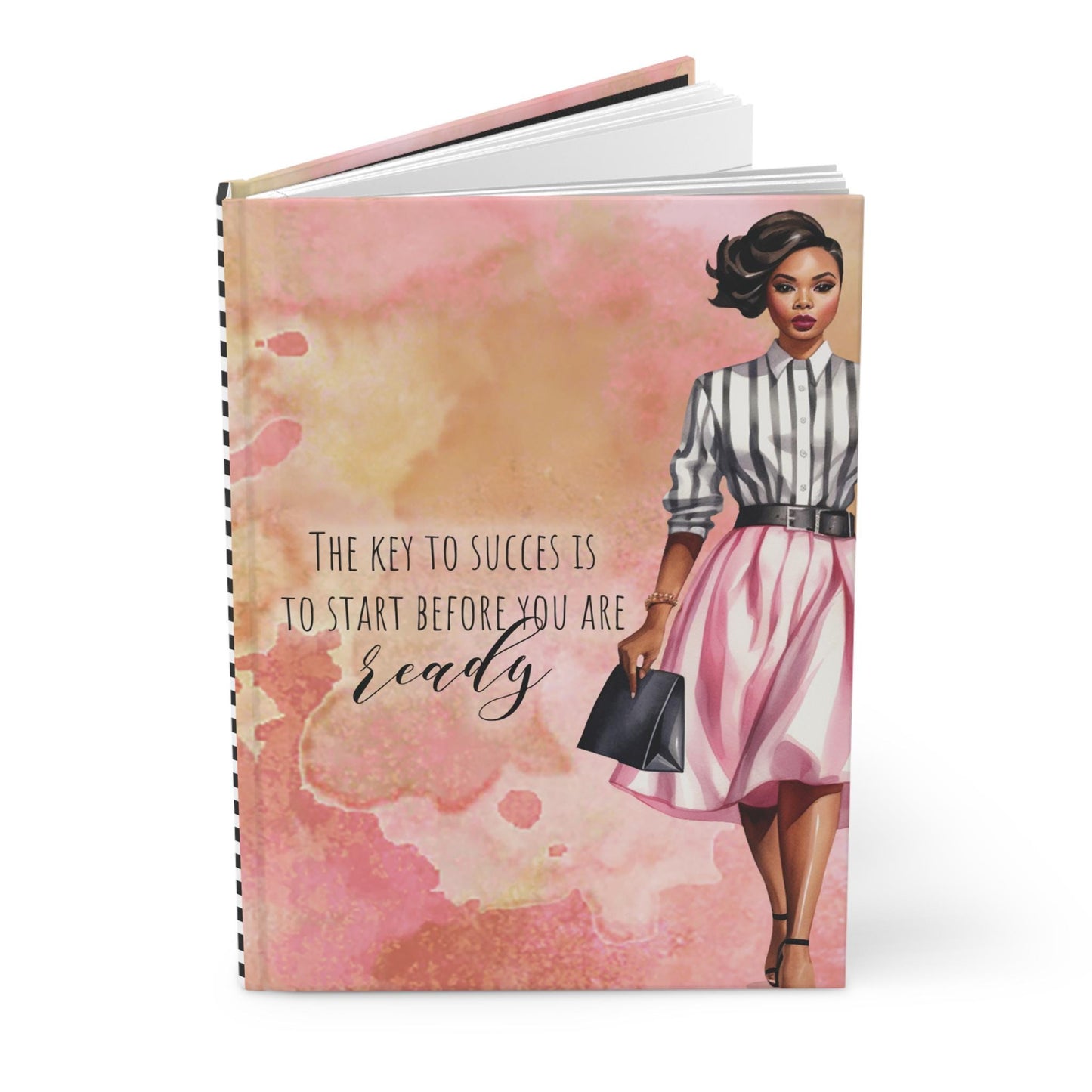 Keys to Success Start Before You're Ready Hardcover Journal | Aesthetic Notebook with Black Girl Boss | Gift for Writer or Entrepreneur