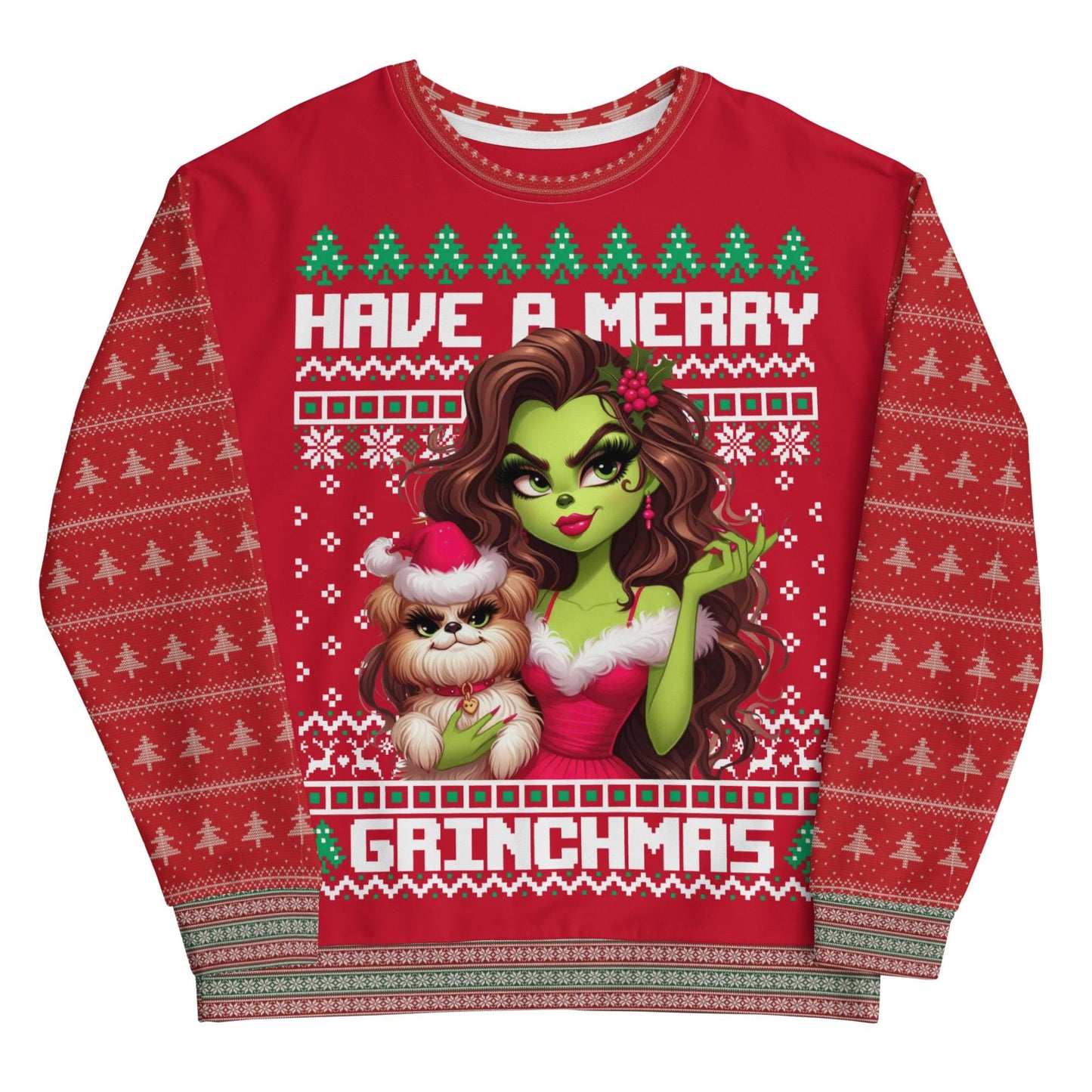 Red  Unisex Sweatshirt Ugly Christmas Sweater Design