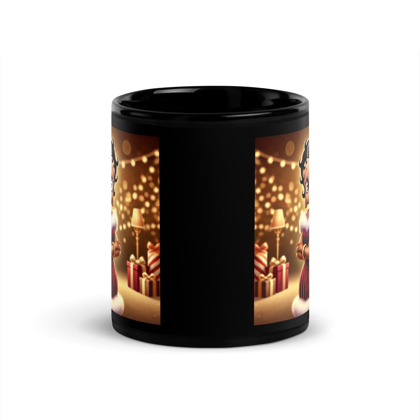 Betty Boop Black Glossy Mug | Unique Christmas Mug for Tea or Coffee| Beautiful Mug Holiday Festive Gift for coffee lover HANDWASH ONLY