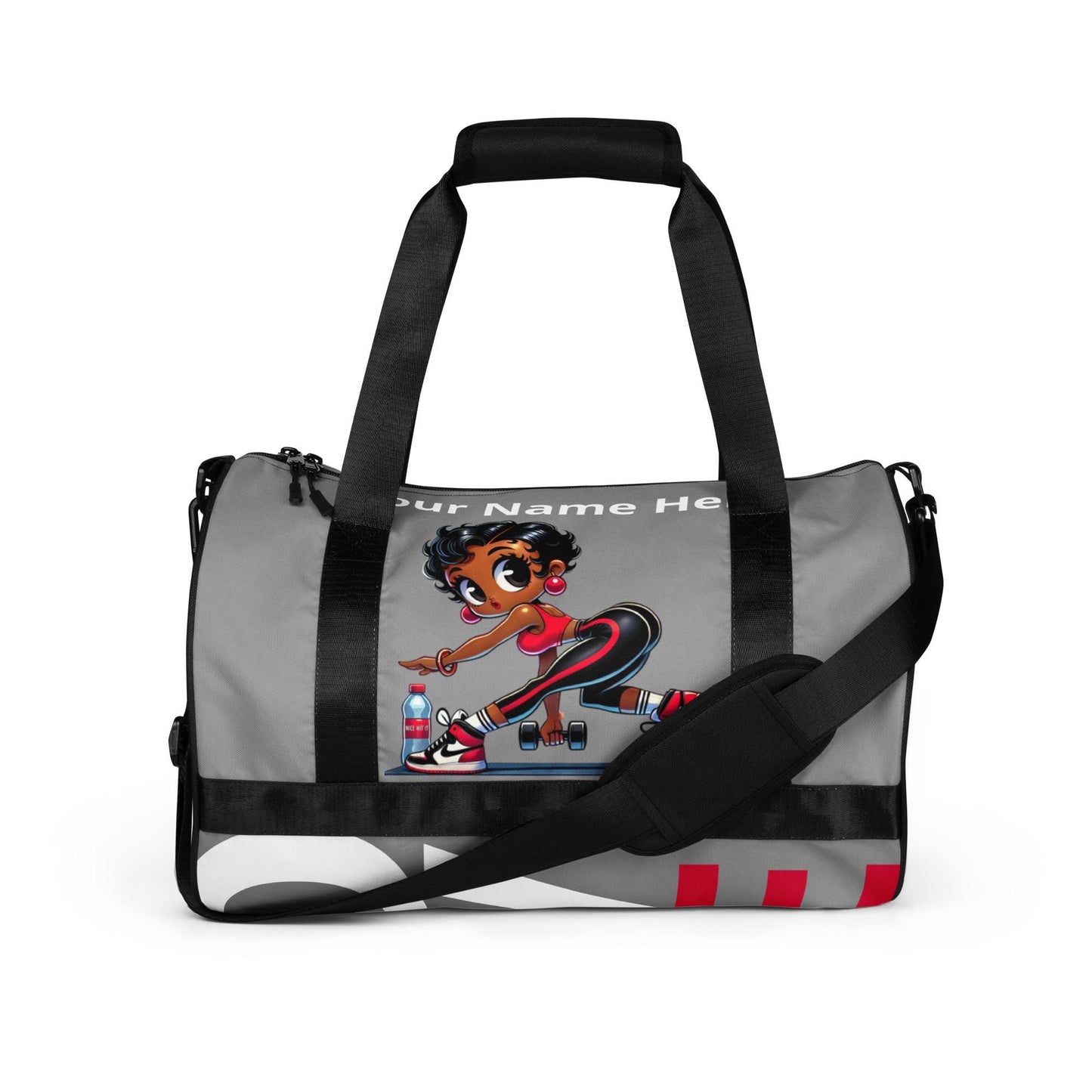 Black Gym Character All-over print gym bag  | Cute Melanin Queen Personalized Gym Bag Gift | Gym Sport Bag for your 2025 goals