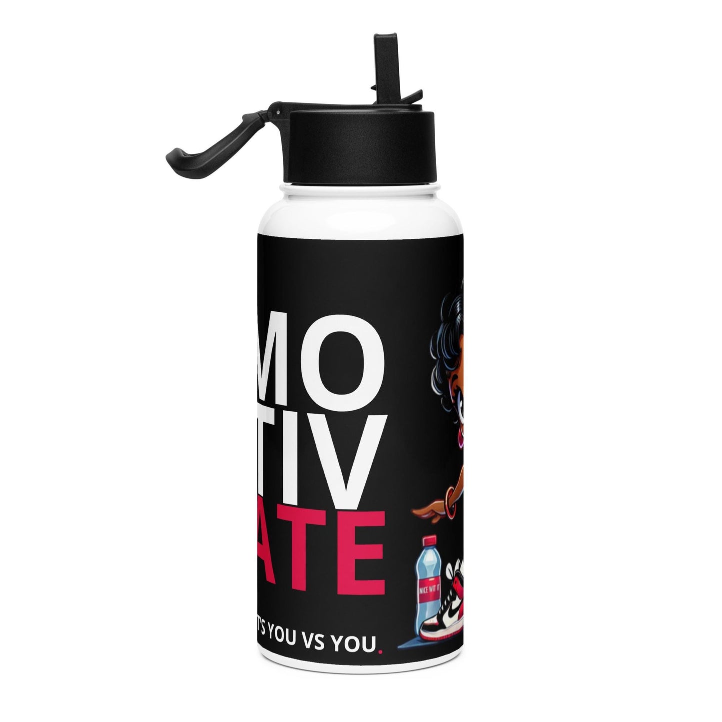 Black Betty Boop Character Stainless Steel Water Bottle with Straw Lid  | Melanin Queen Personalized Gym Gift 2025 goals | HANDWASH ONLY