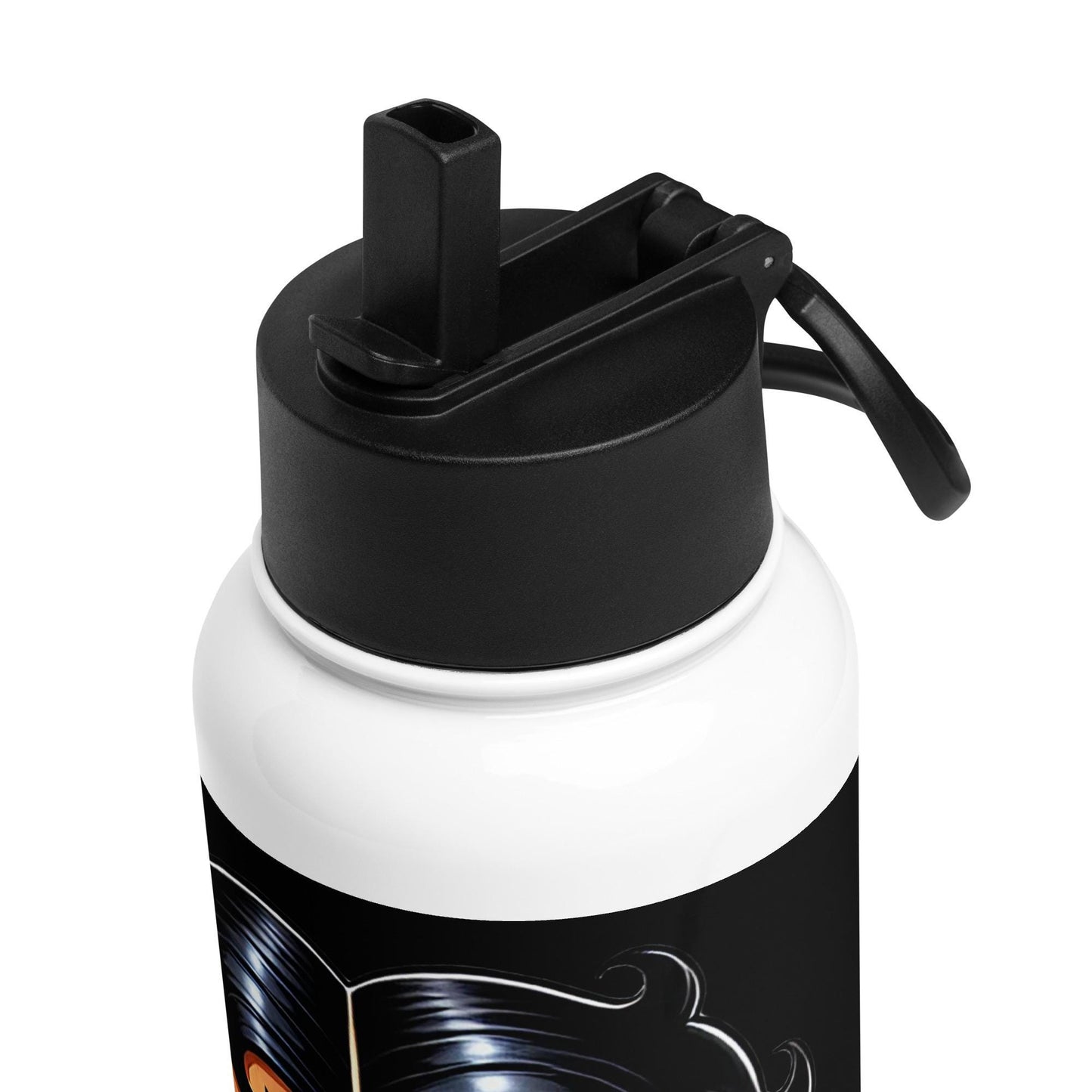 Black Boop Body Builder Character Stainless Steel Water Bottle with Straw Lid | Cute Personalized Gym Gift 2025 goals | HANDWASH ONLY
