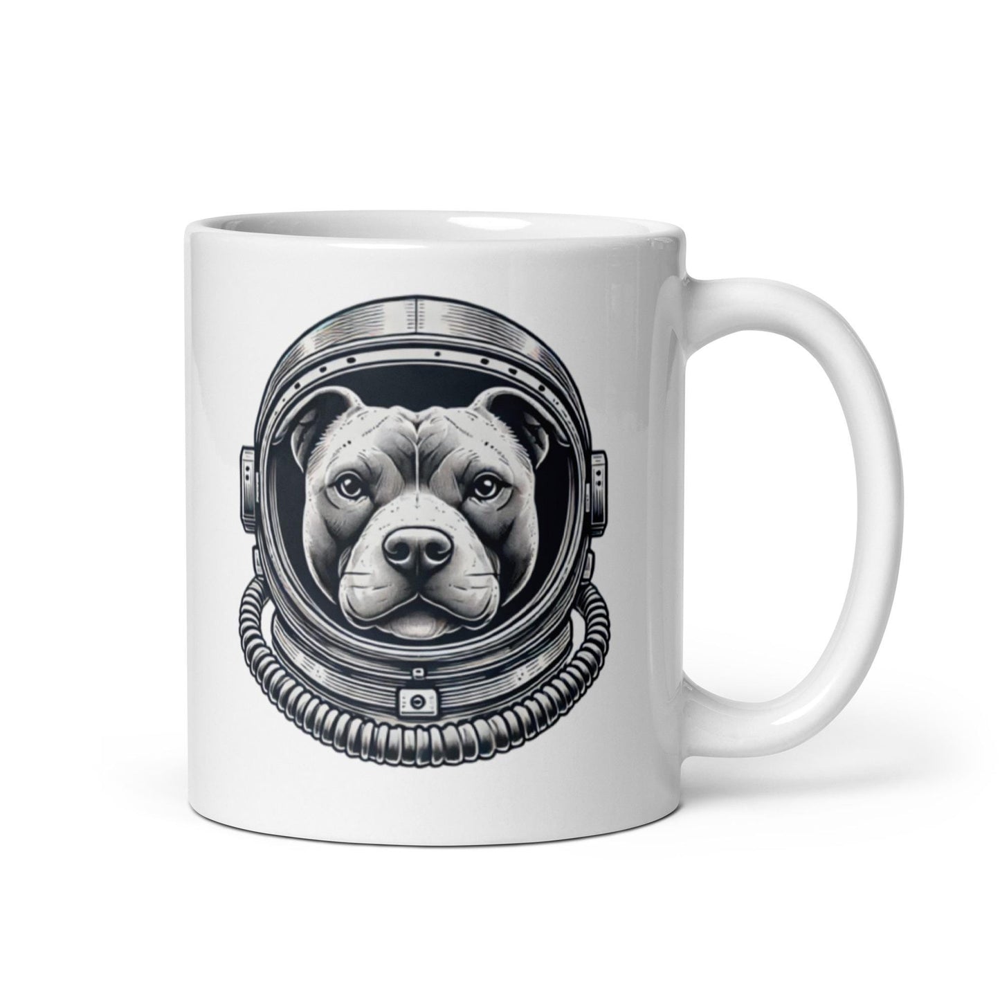 Pup in Space White glossy mug | Coffe Mug for Dog Lovers | Pit Bull Lovers Mug | Cute Gift for Dog Moms and Dads |