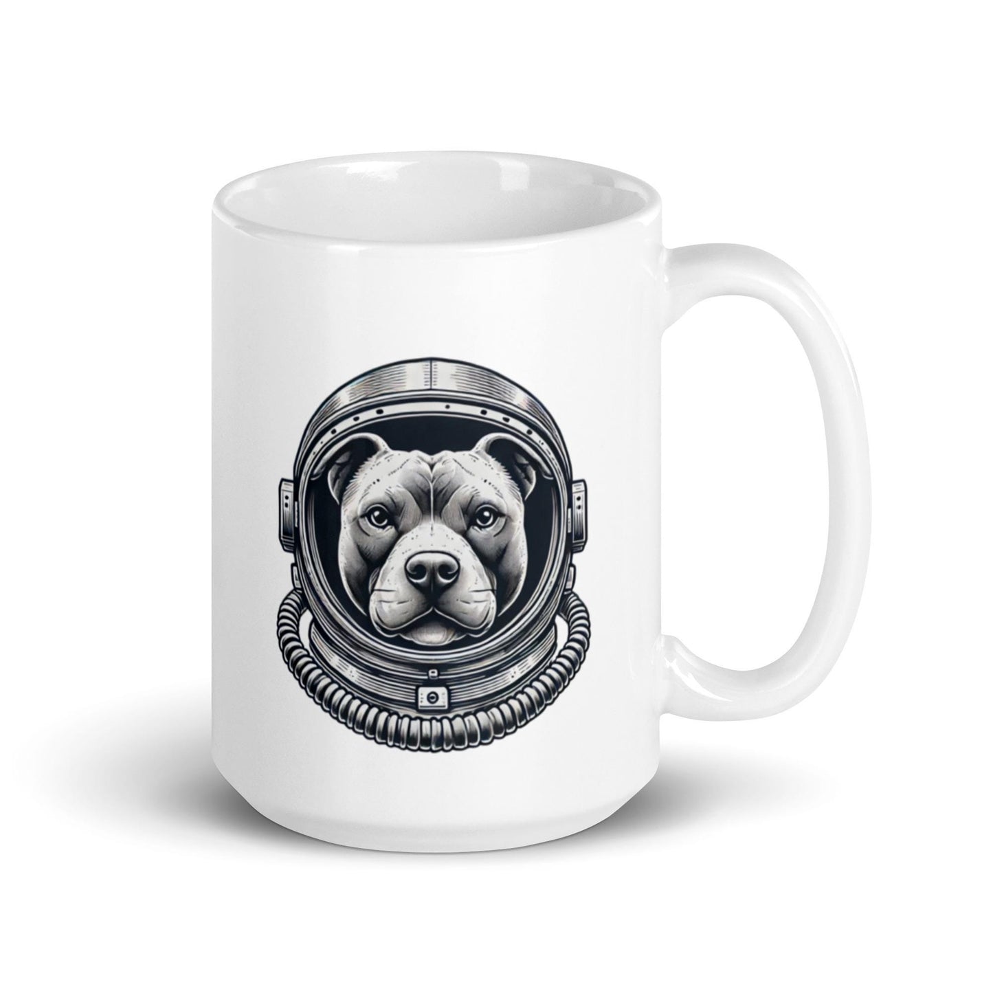 Pup in Space White glossy mug | Coffe Mug for Dog Lovers | Pit Bull Lovers Mug | Cute Gift for Dog Moms and Dads |