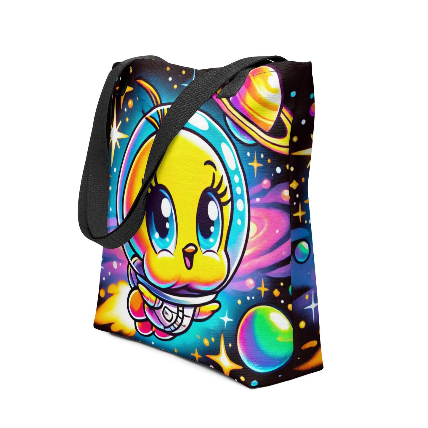 Adorable Quirky Baby Tweety Space Explorer Character Tote Bag | Tweety Bird Inspired | Baby Tweety Bird Inspired Character in Space Tote bag