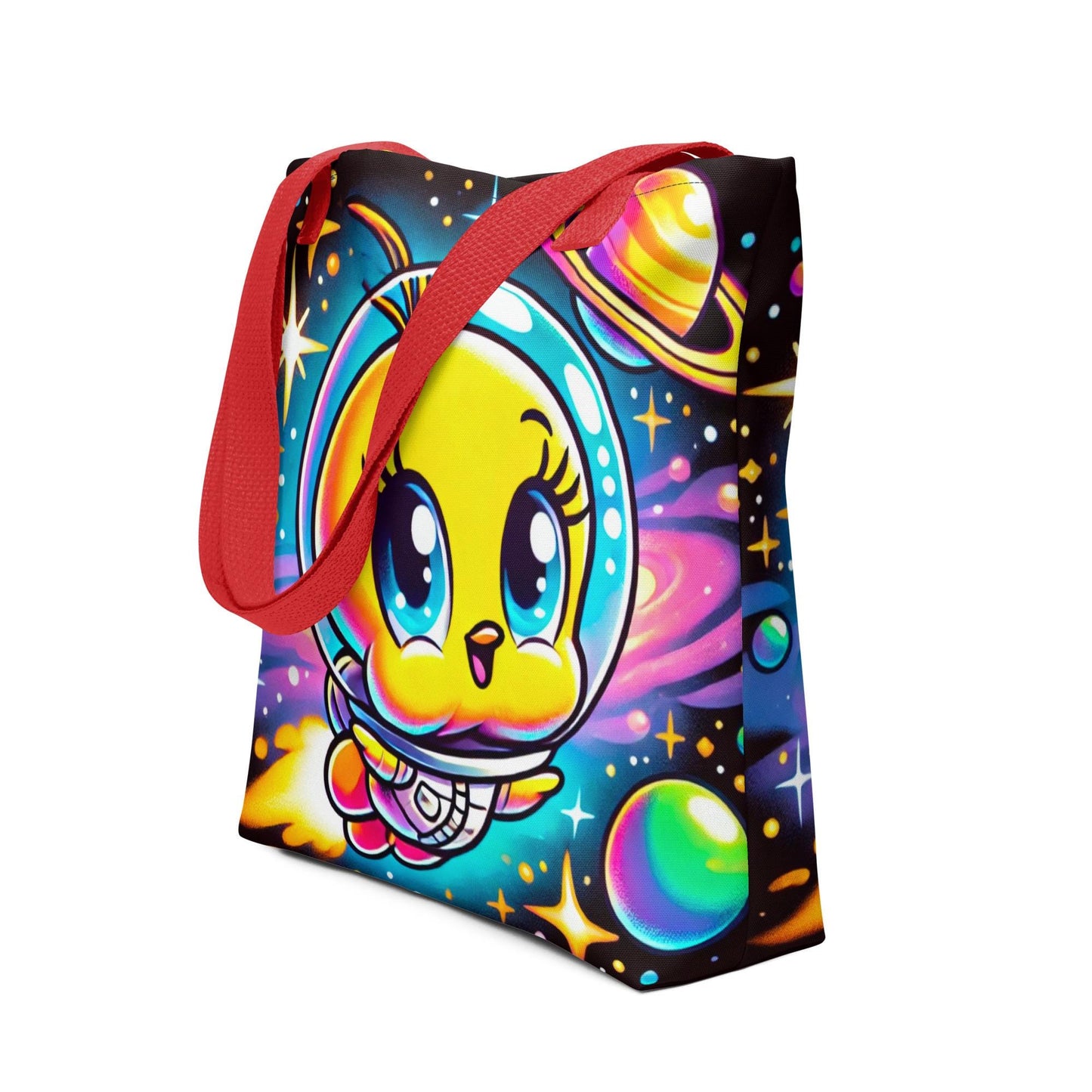 Adorable Quirky Baby Tweety Space Explorer Character Tote Bag | Tweety Bird Inspired | Baby Tweety Bird Inspired Character in Space Tote bag